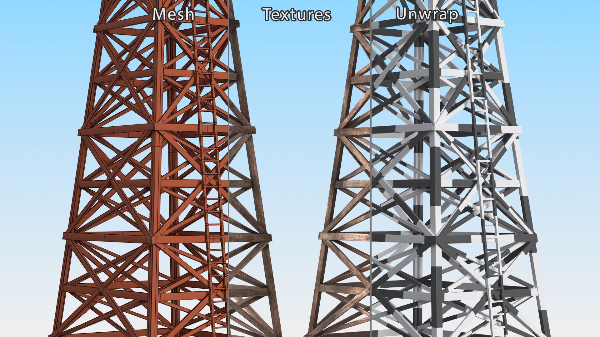 3D model Wooden Derrick Tower