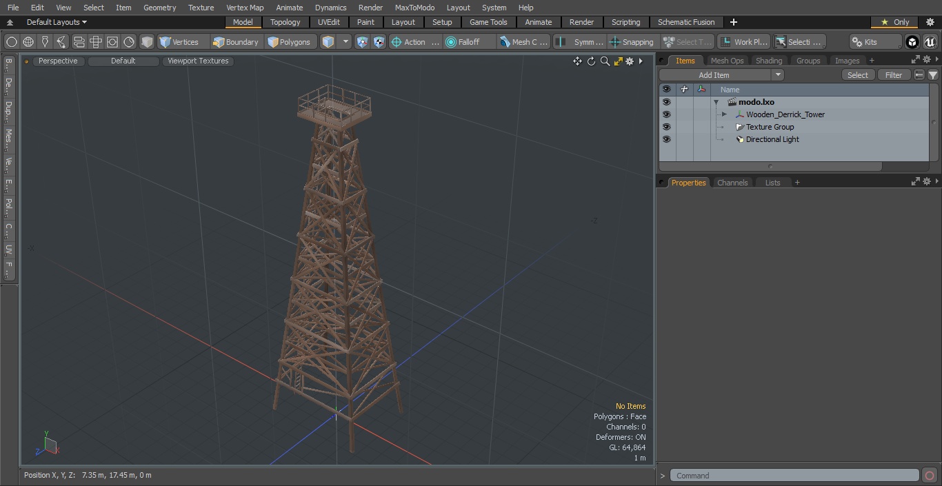 3D model Wooden Derrick Tower