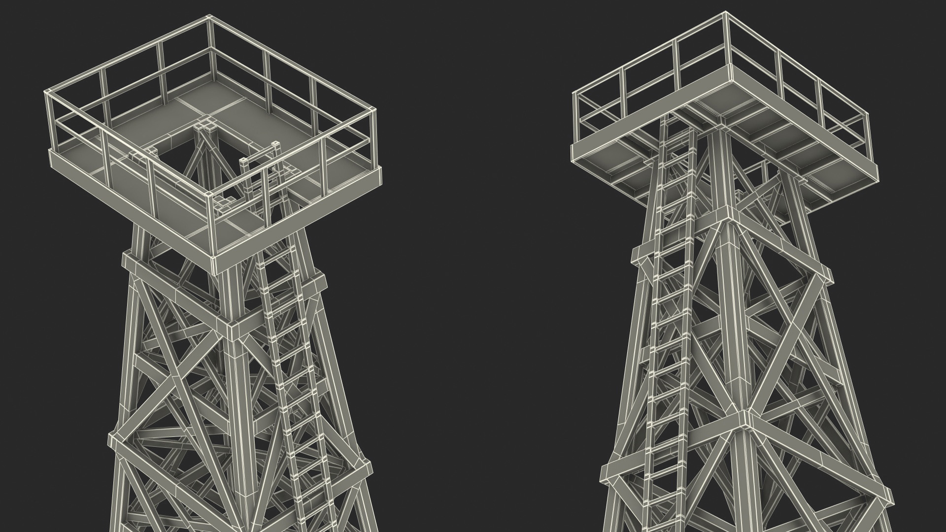 3D model Wooden Derrick Tower