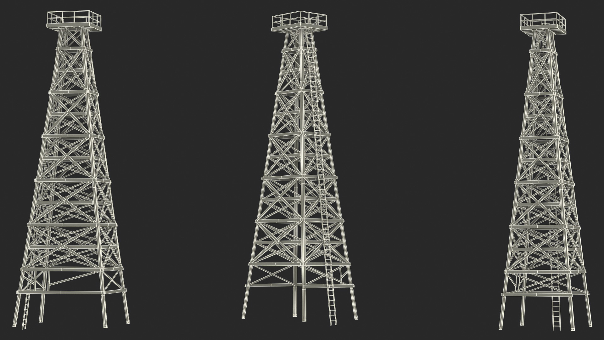 3D model Wooden Derrick Tower