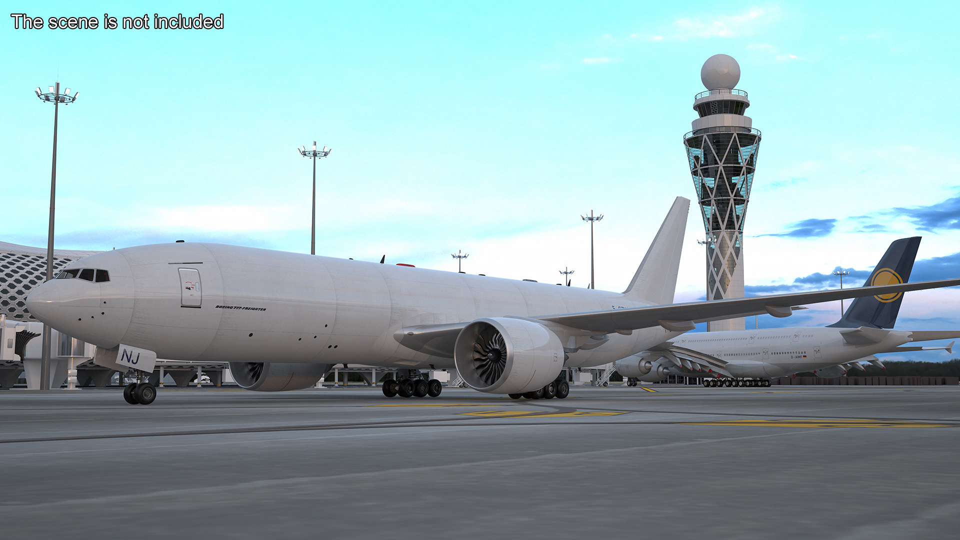 Commercial Freighter Airplane Boeing 777 Rigged 3D