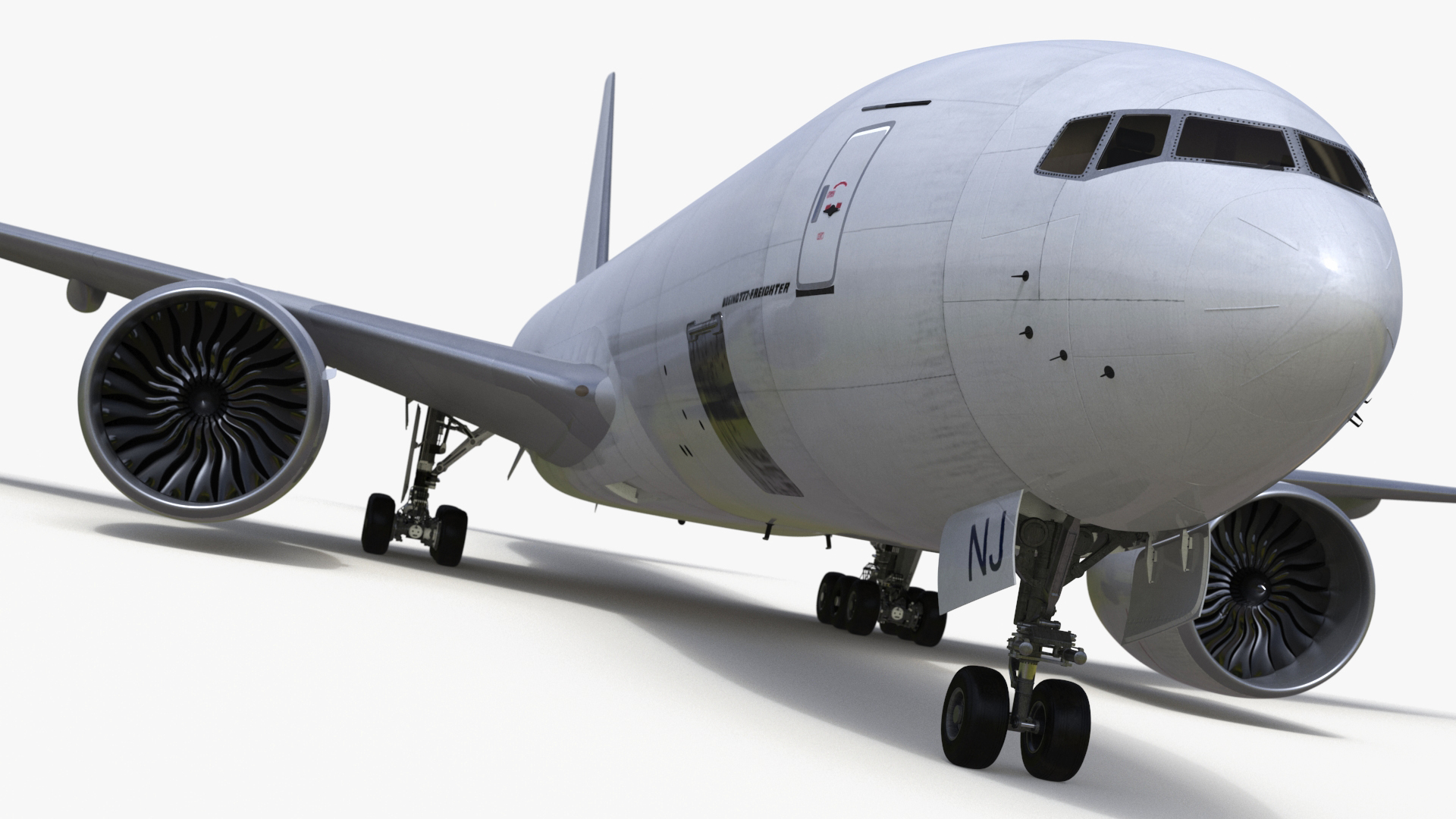 Commercial Freighter Airplane Boeing 777 Rigged 3D