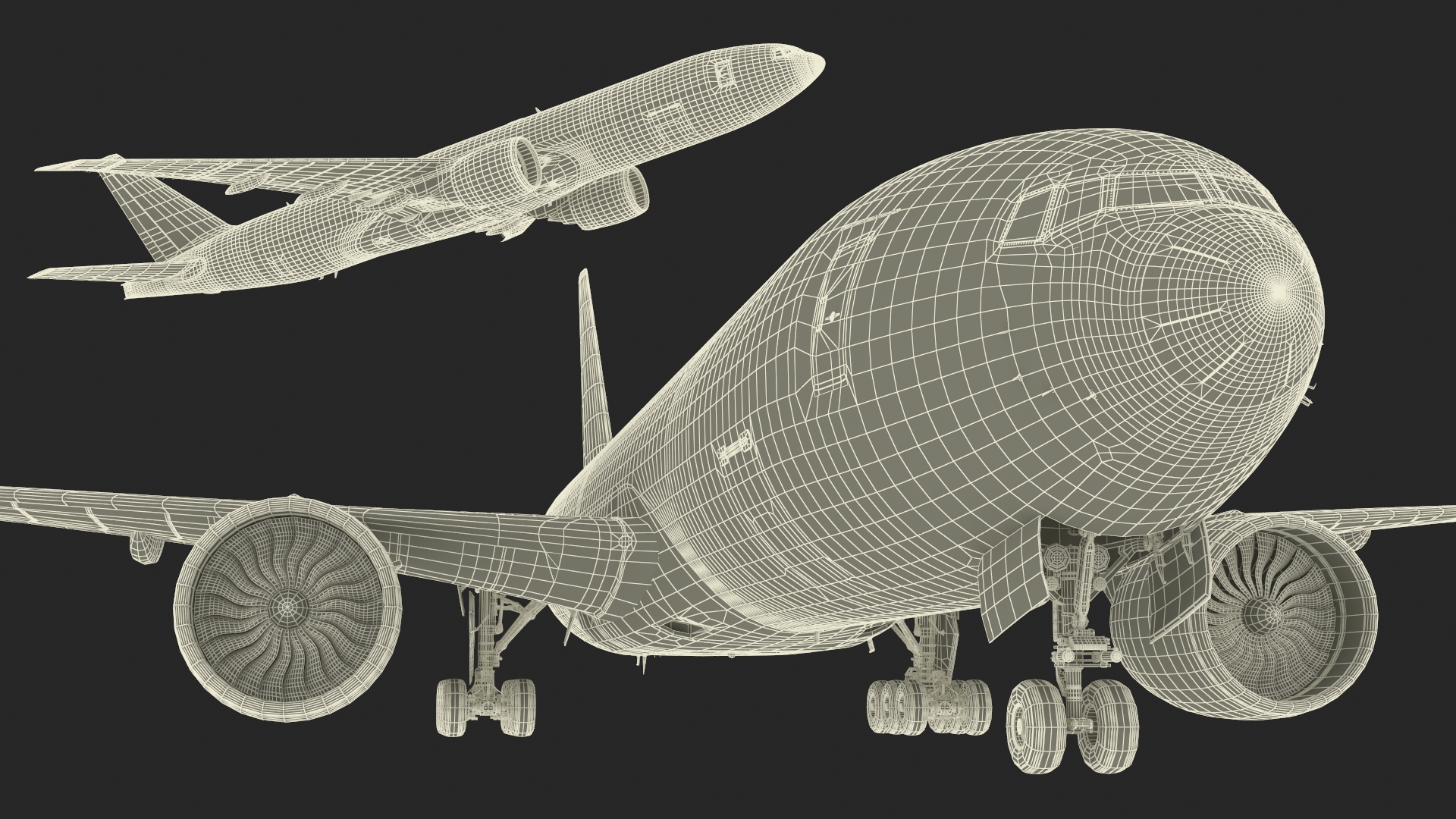 Commercial Freighter Airplane Boeing 777 Rigged 3D