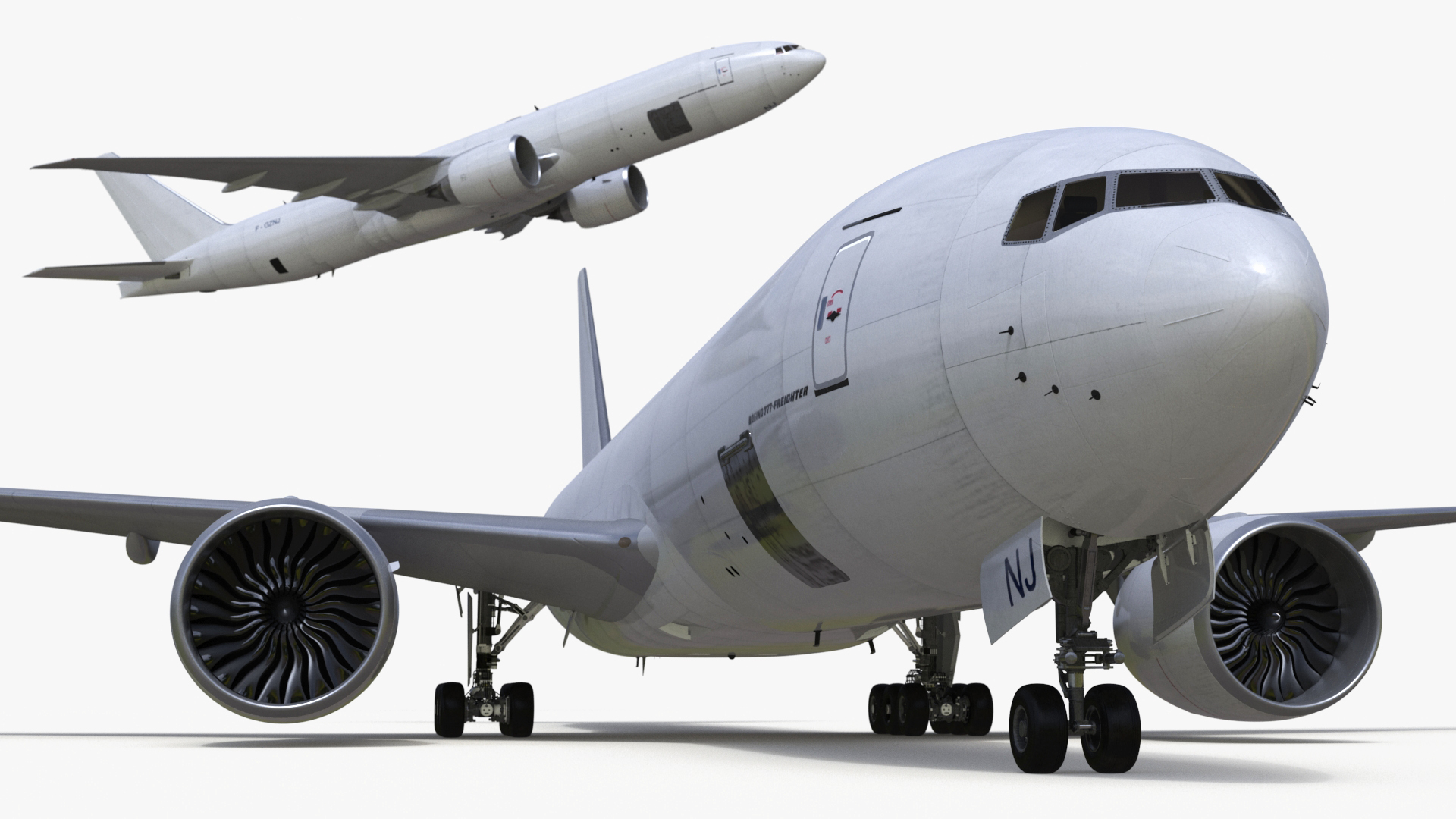 Commercial Freighter Airplane Boeing 777 Rigged 3D