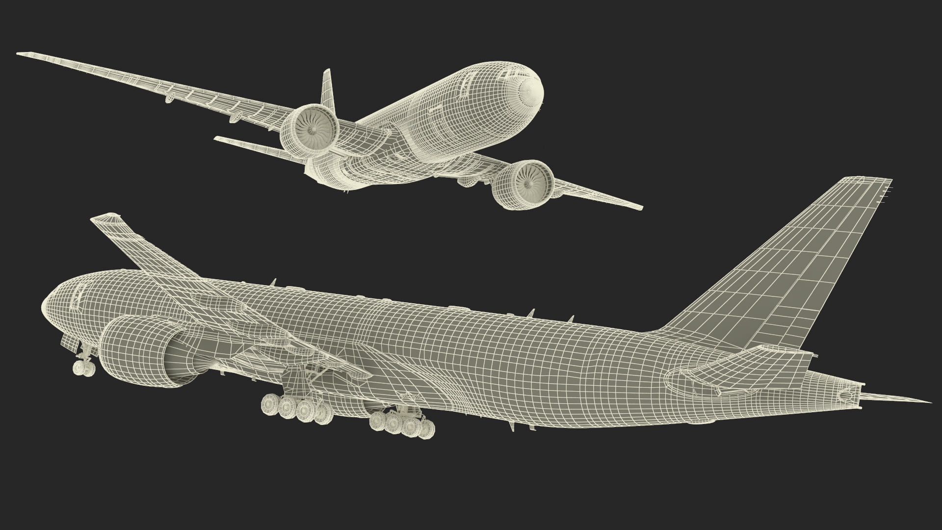 Commercial Freighter Airplane Boeing 777 Rigged 3D