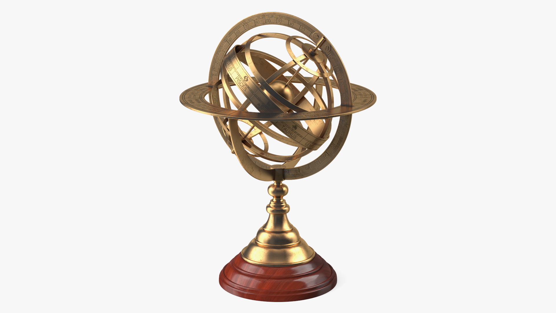 3D Bronze Antique World Globe