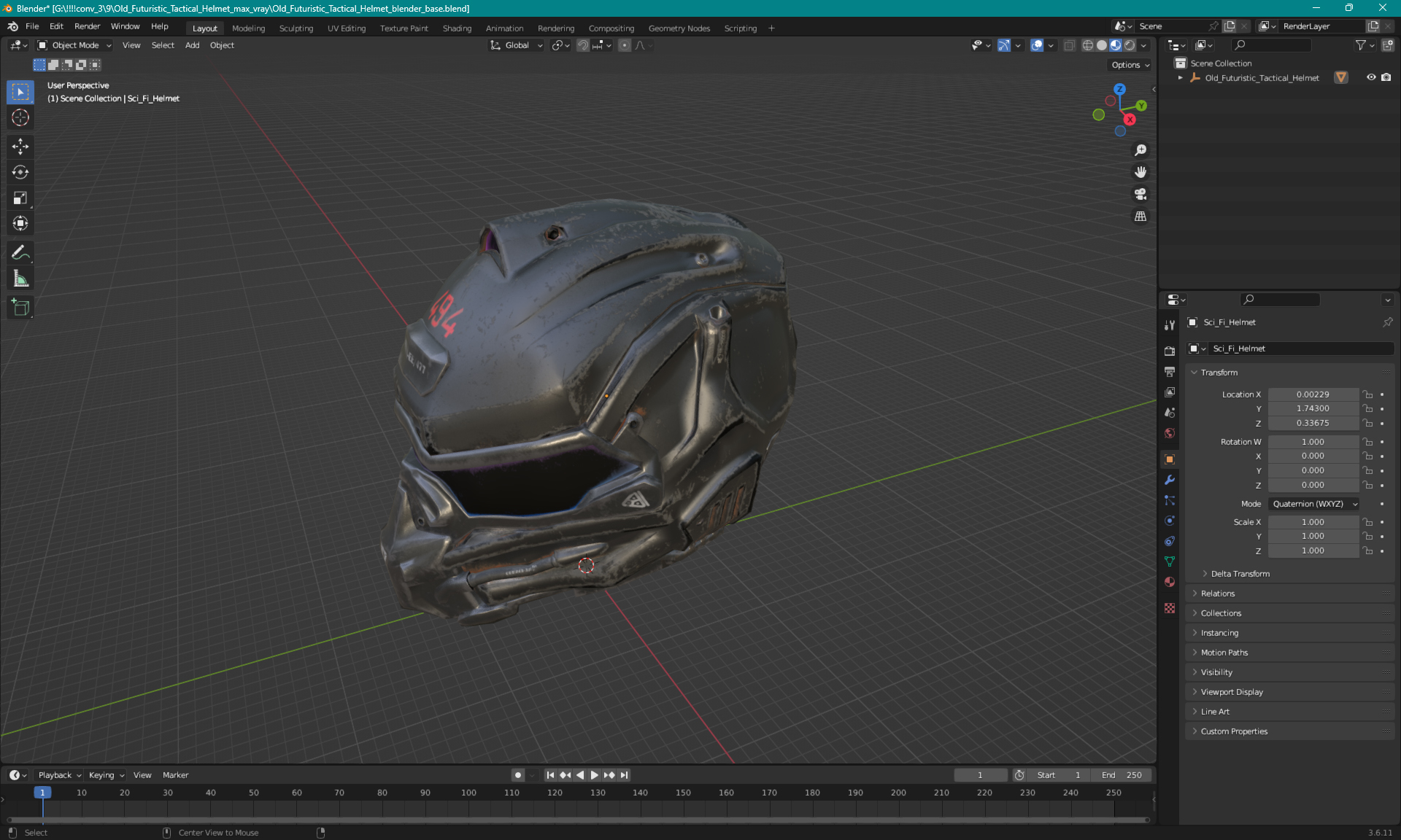 3D model Old Futuristic Tactical Helmet