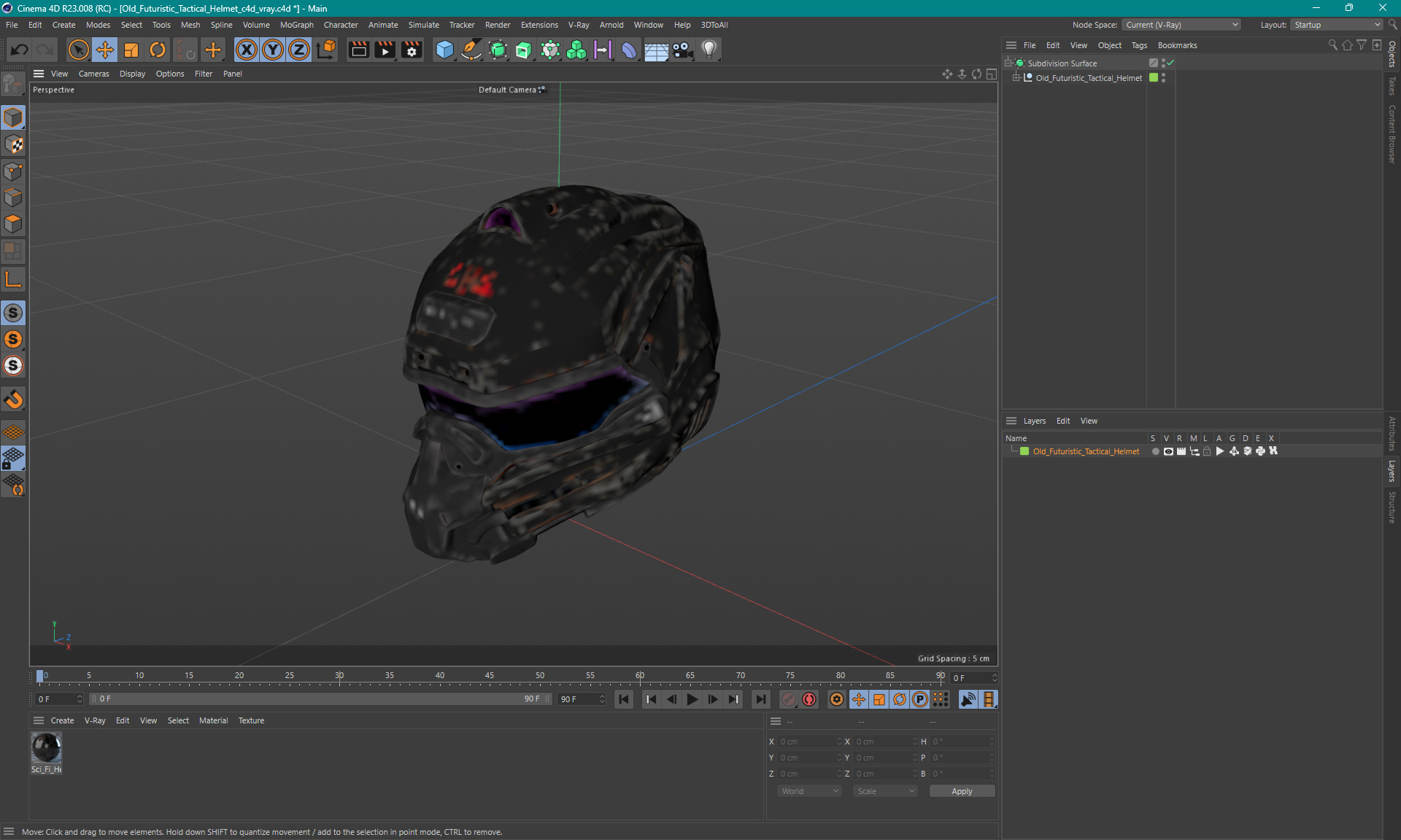 3D model Old Futuristic Tactical Helmet