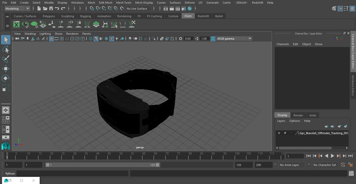 3D model Gps Bracelet Offender Tracking