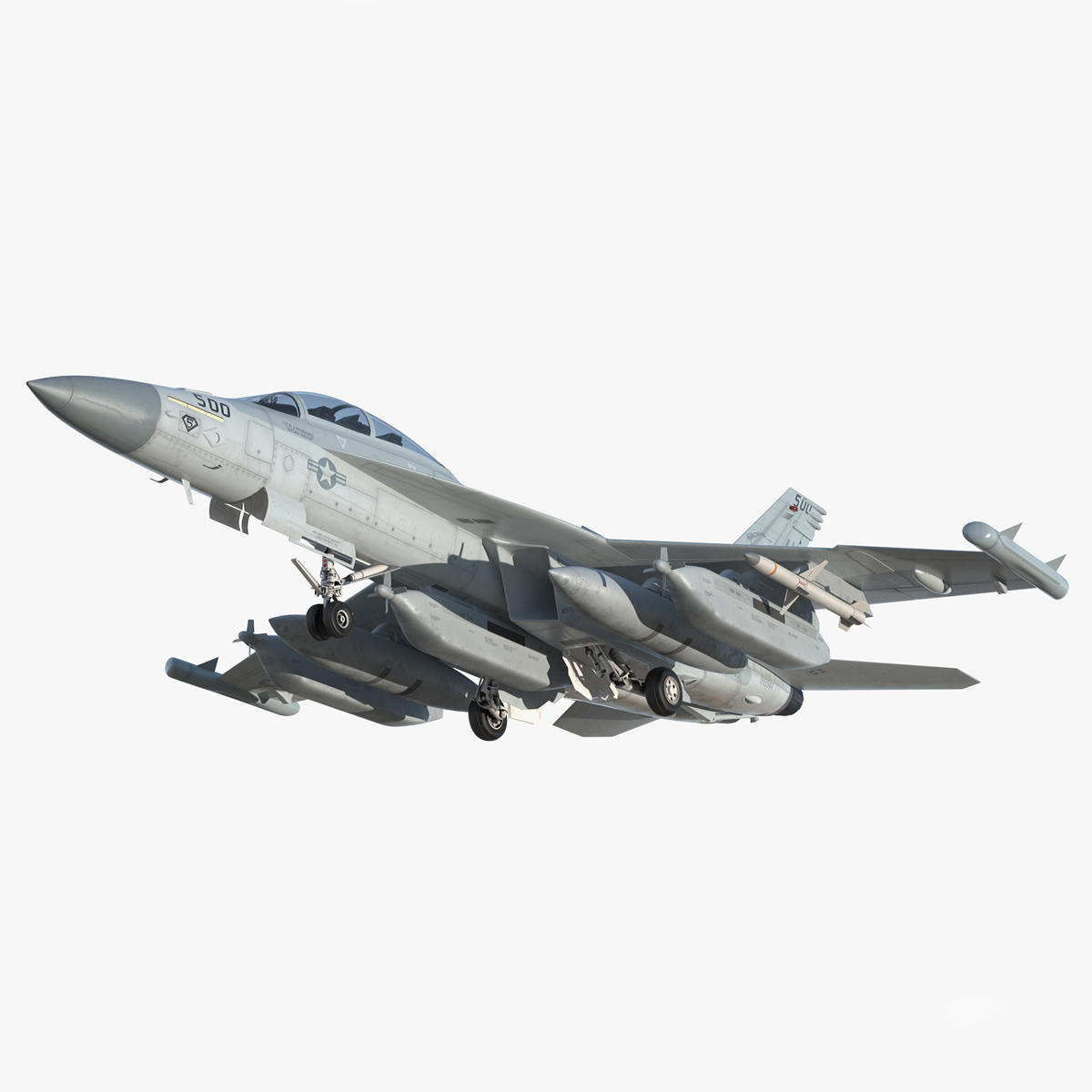 3D Boeing EA 18G Jet Aircraft Simplified Rigged for Maya model