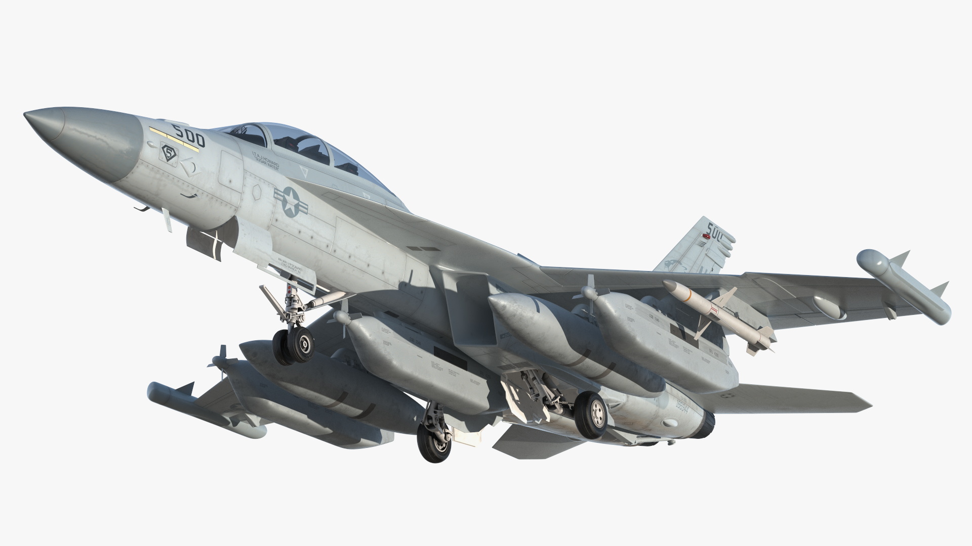 3D Boeing EA 18G Jet Aircraft Simplified Rigged for Maya model