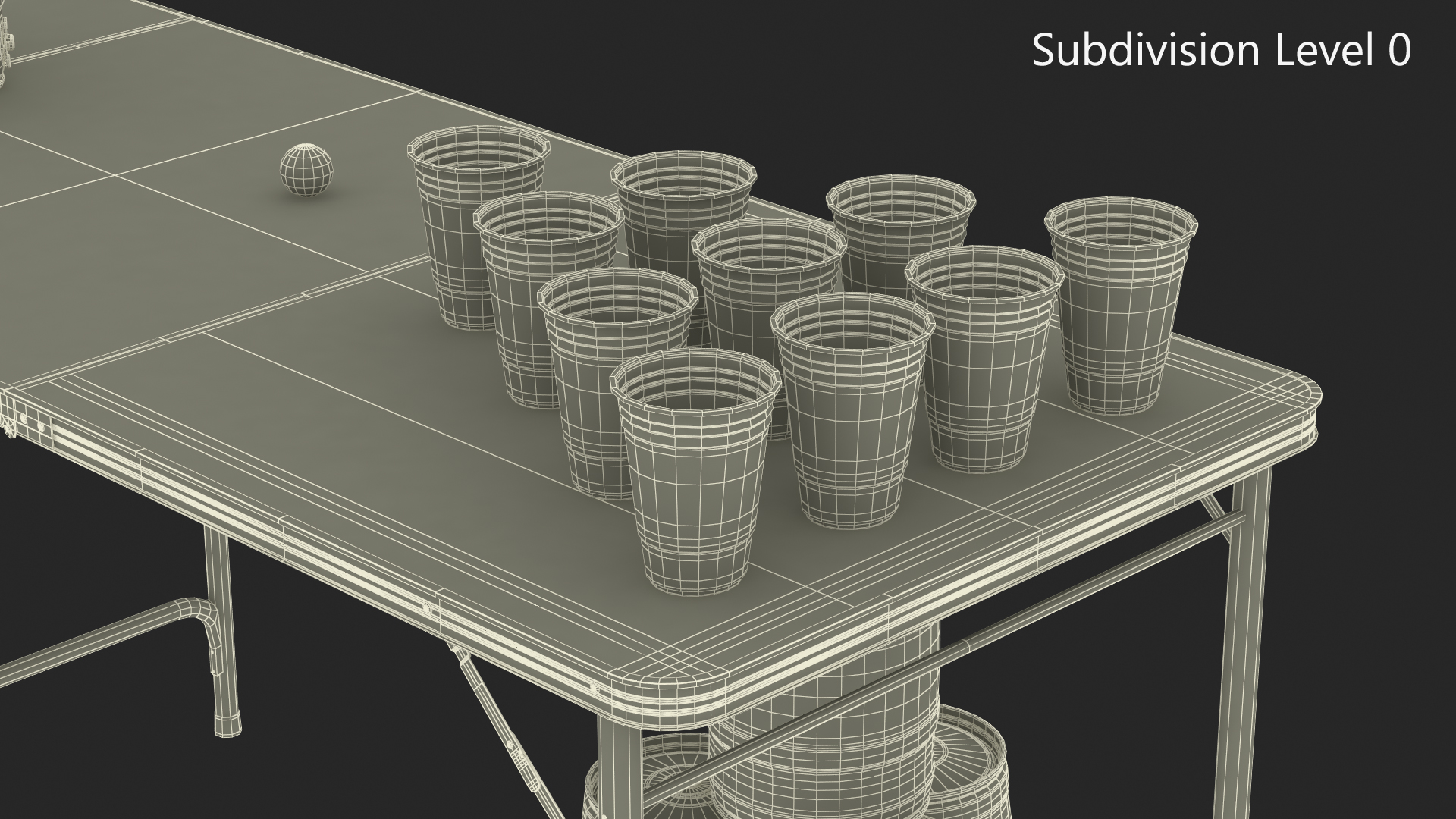 3D Beer Pong Table Set with Cups Kegs Mockup