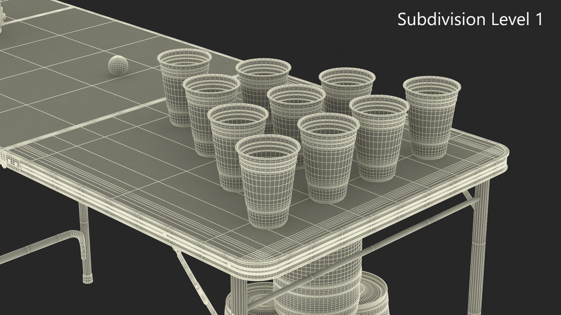 3D Beer Pong Table Set with Cups Kegs Mockup