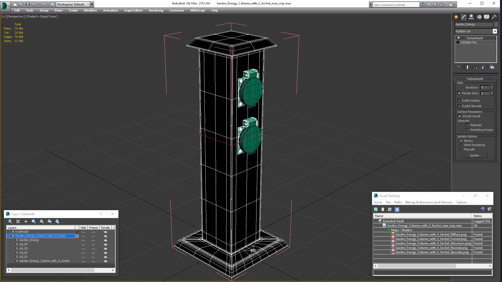 Garden Energy Column with 4 Socket 3D model