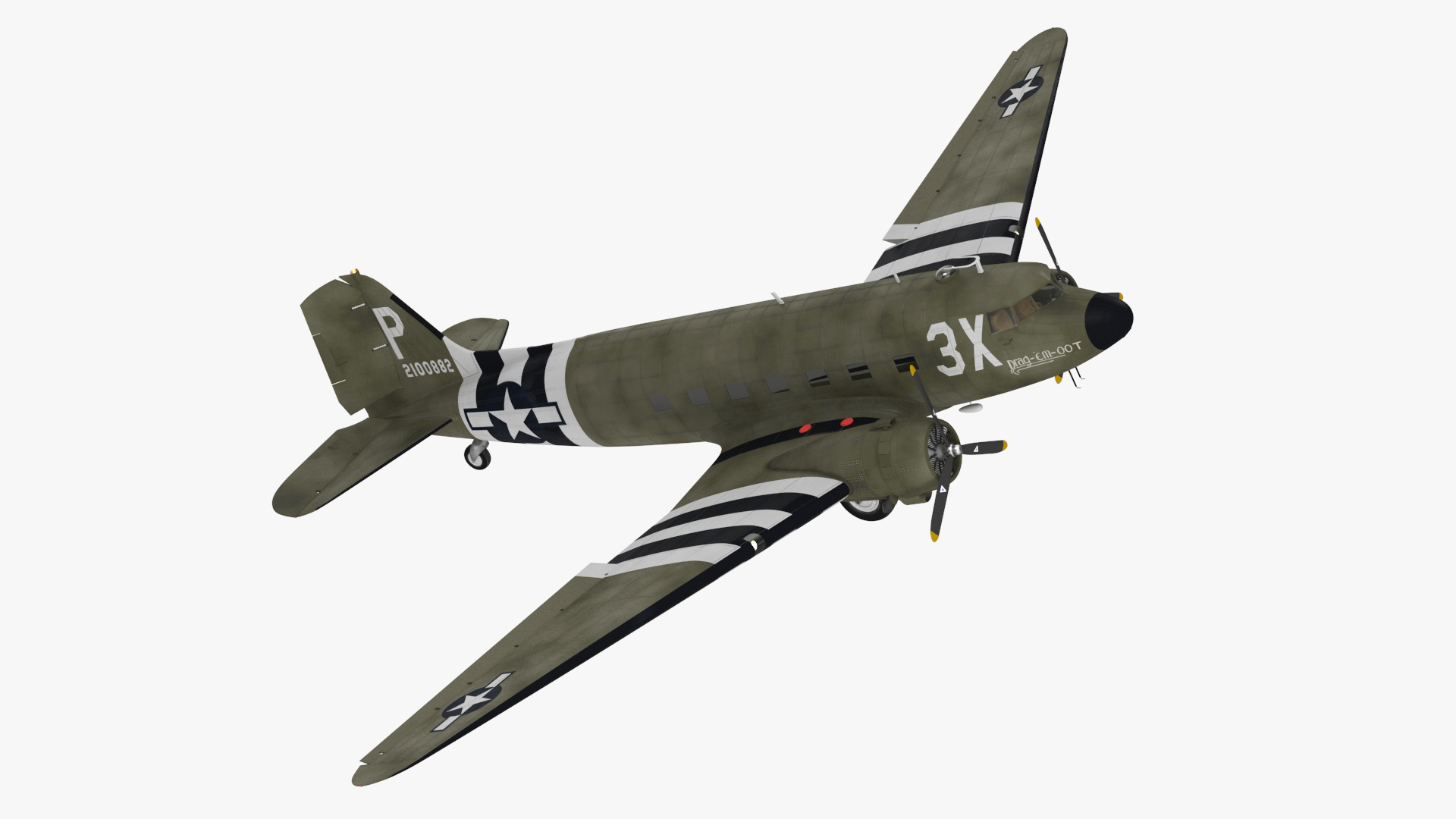 WWII Douglas C-47 Skytrain Rigged for Maya 3D