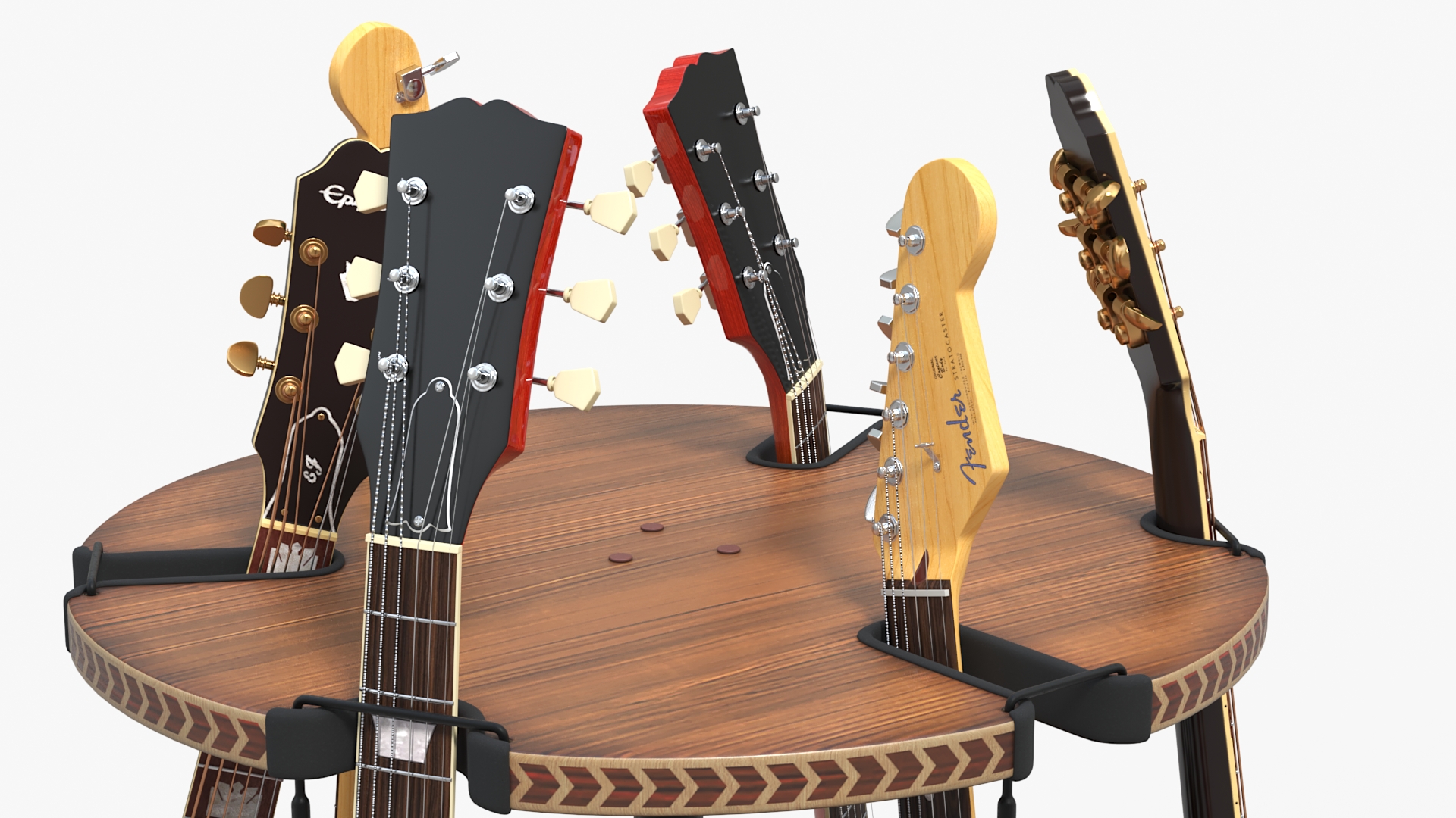 3D Round Guitar Stand Rack with Guitars