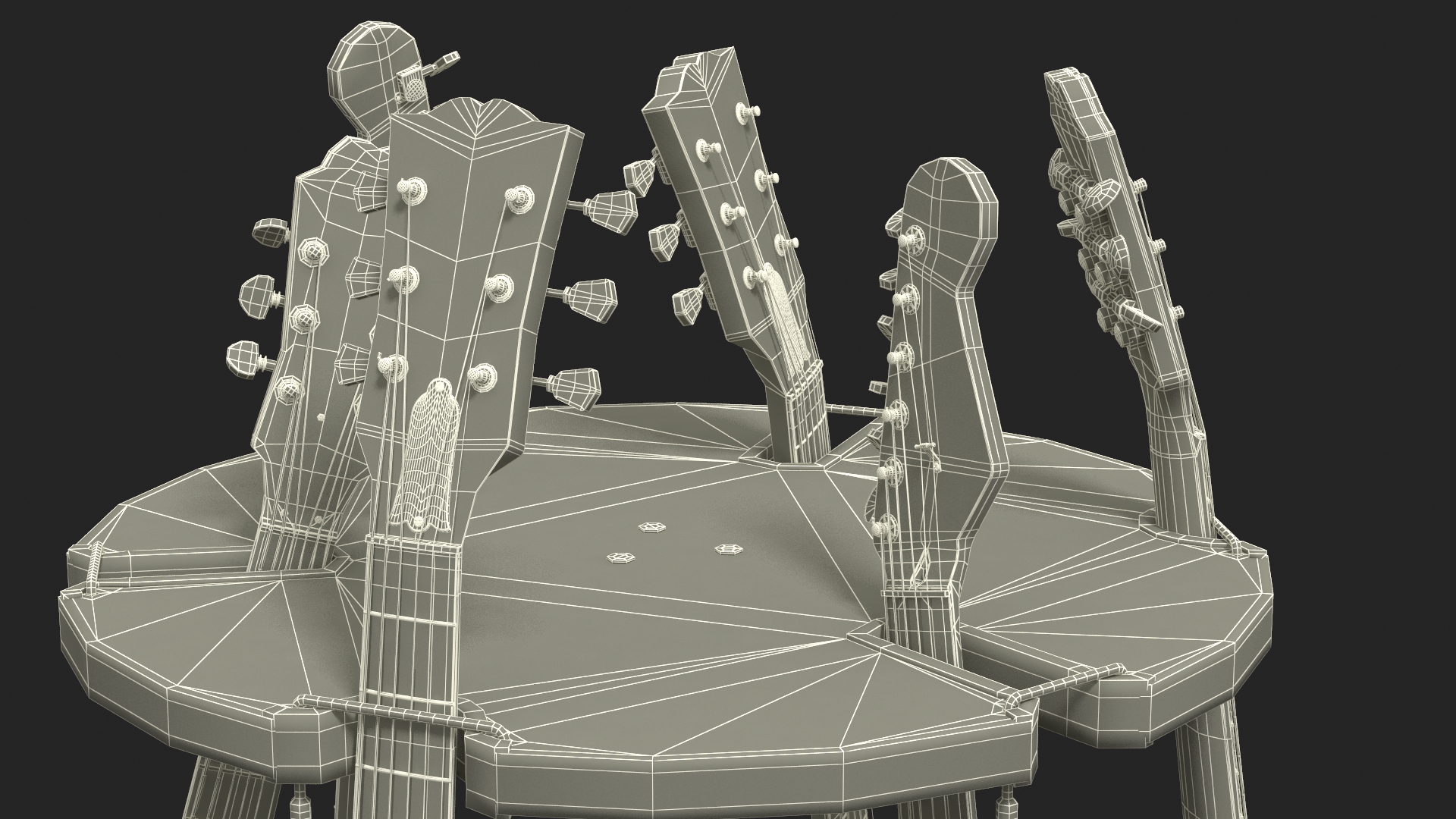 3D Round Guitar Stand Rack with Guitars