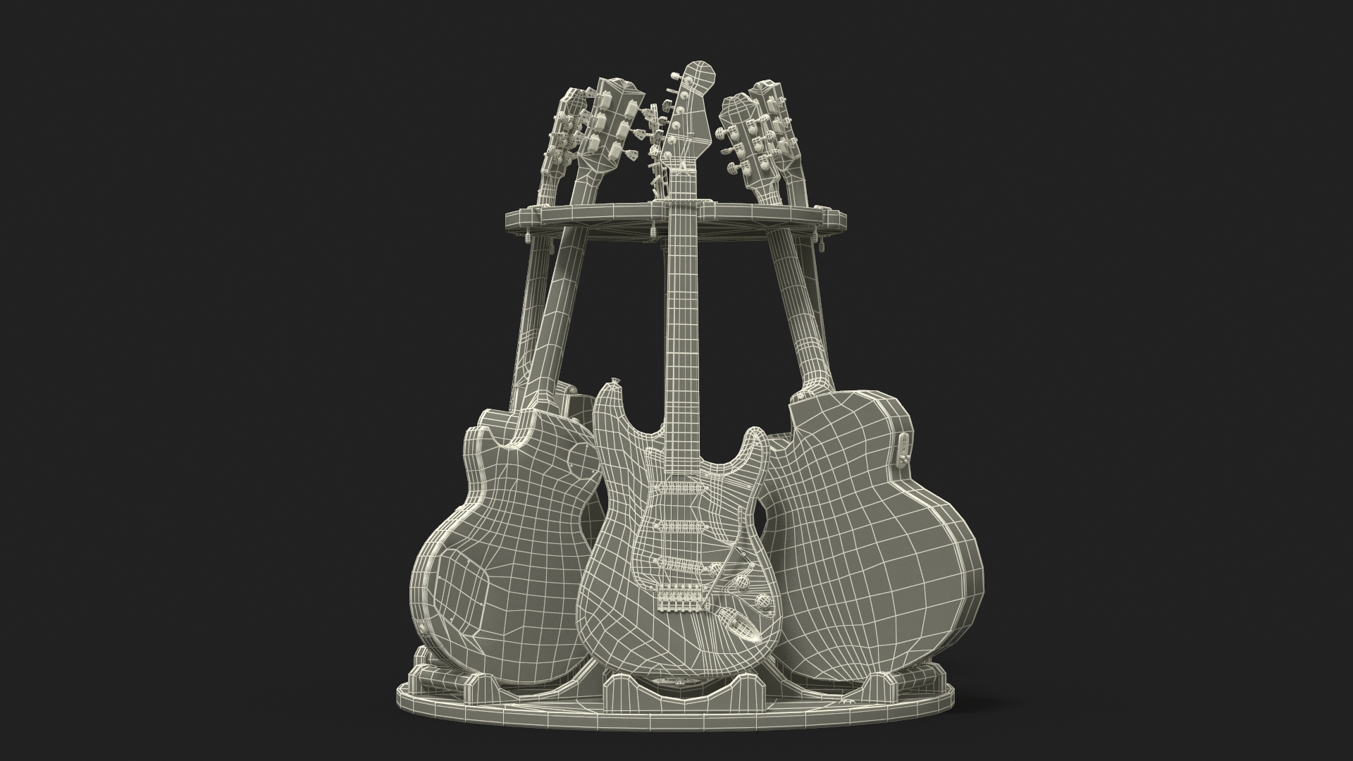 3D Round Guitar Stand Rack with Guitars