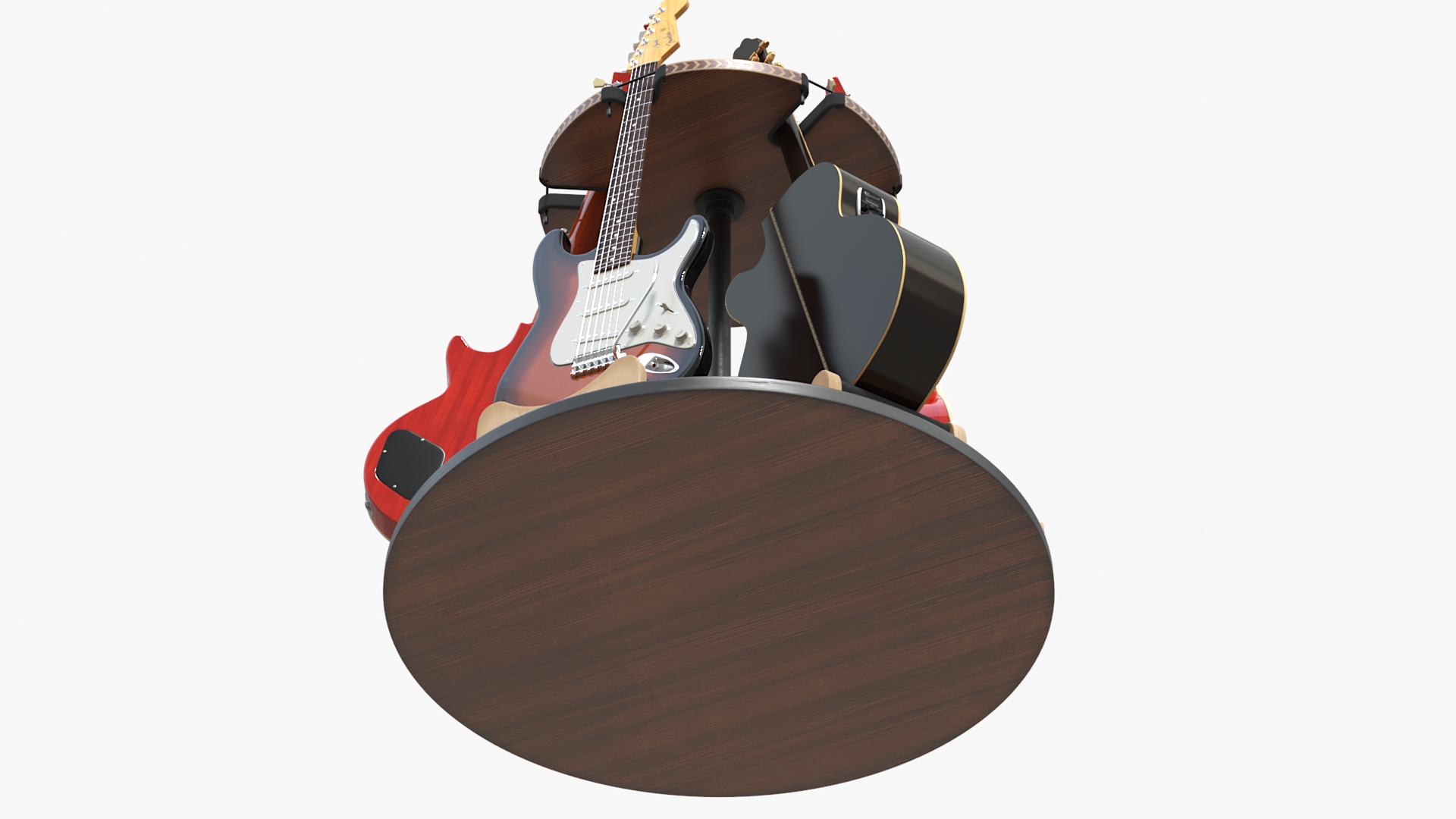 3D Round Guitar Stand Rack with Guitars