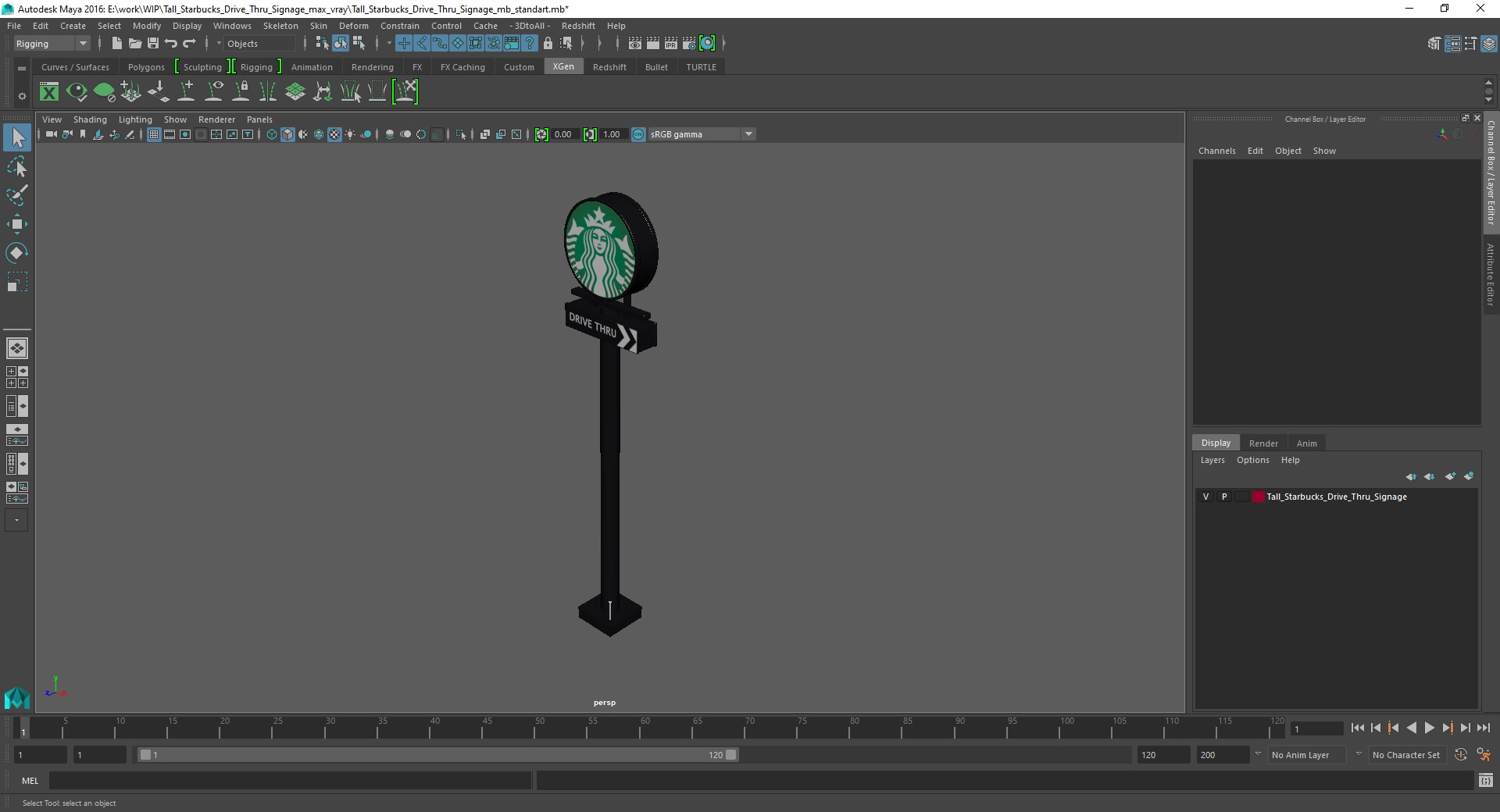 3D Tall Starbucks Drive Thru Signage model