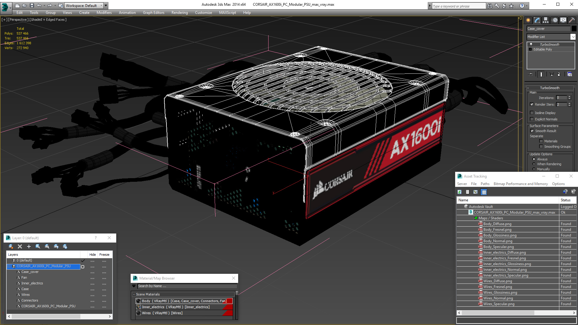 3D model CORSAIR AX1600i PC Modular PSU