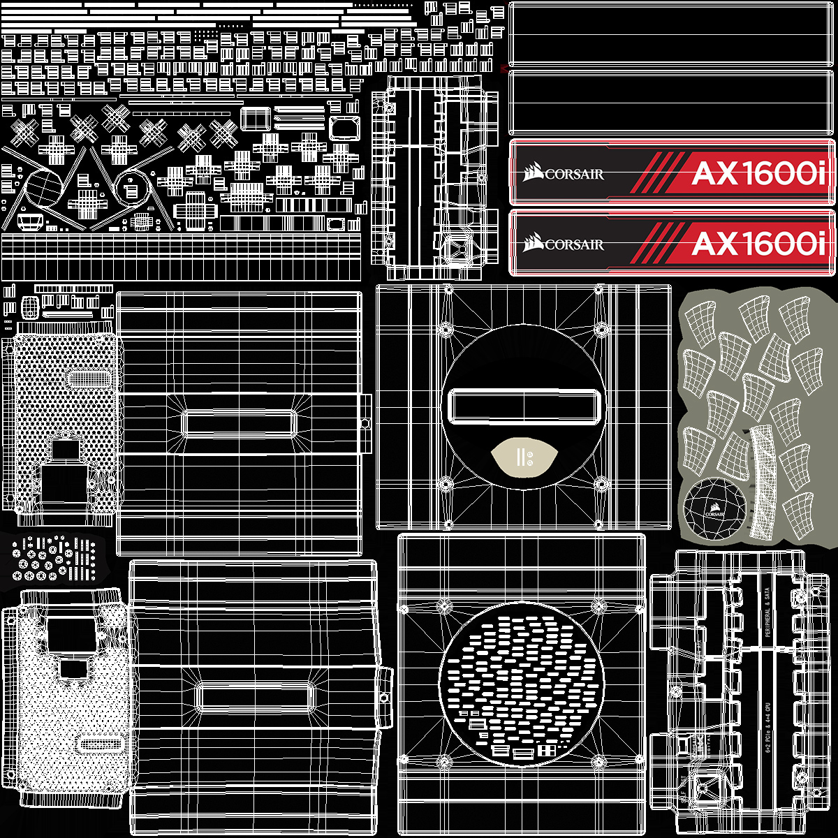 3D model CORSAIR AX1600i PC Modular PSU