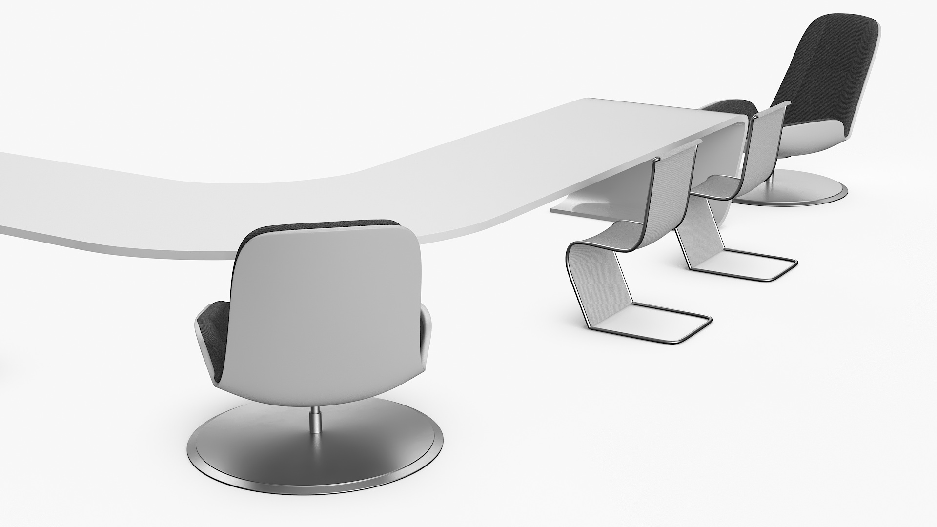 3D Futuristic Table with Chairs model