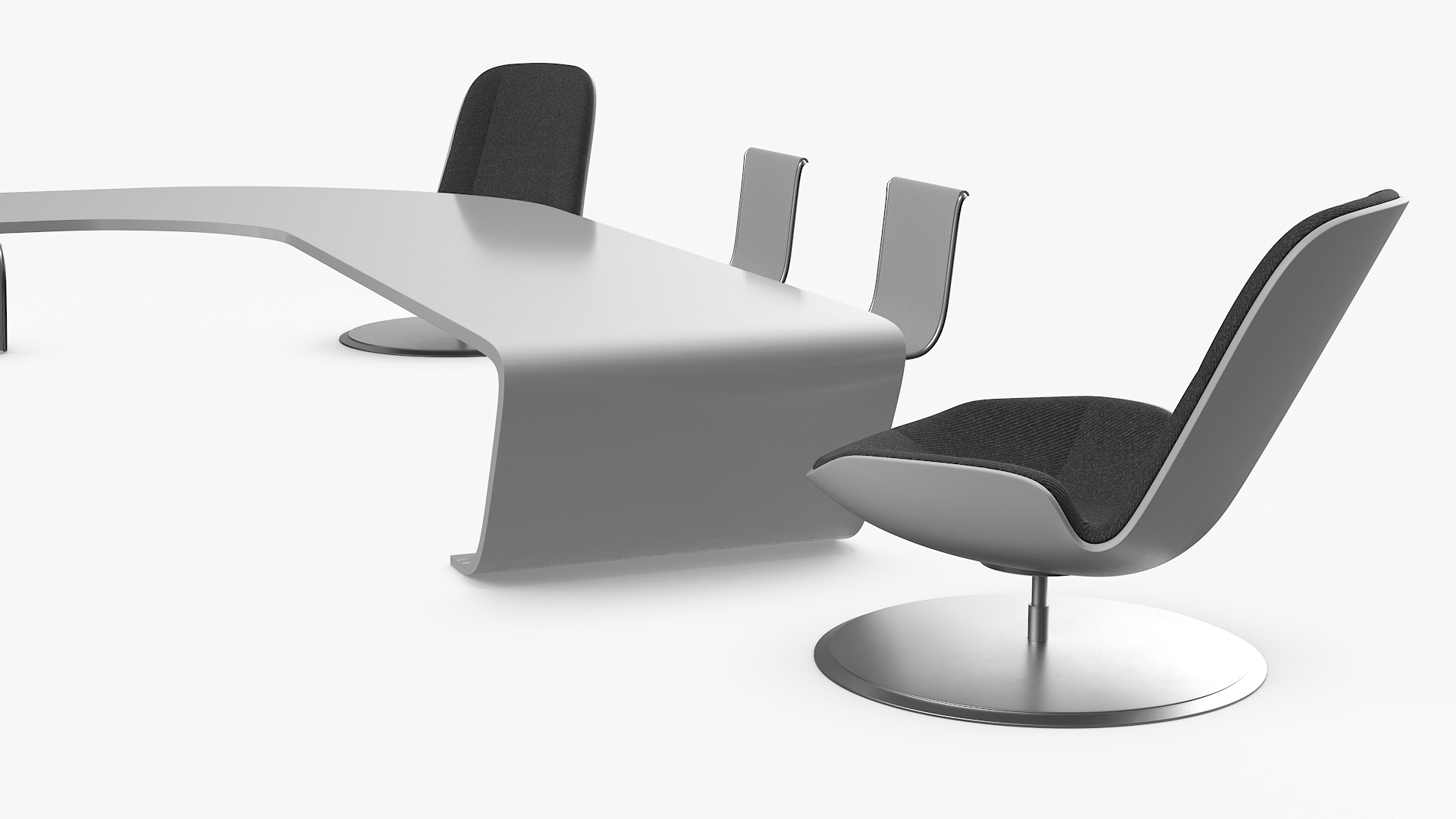 3D Futuristic Table with Chairs model