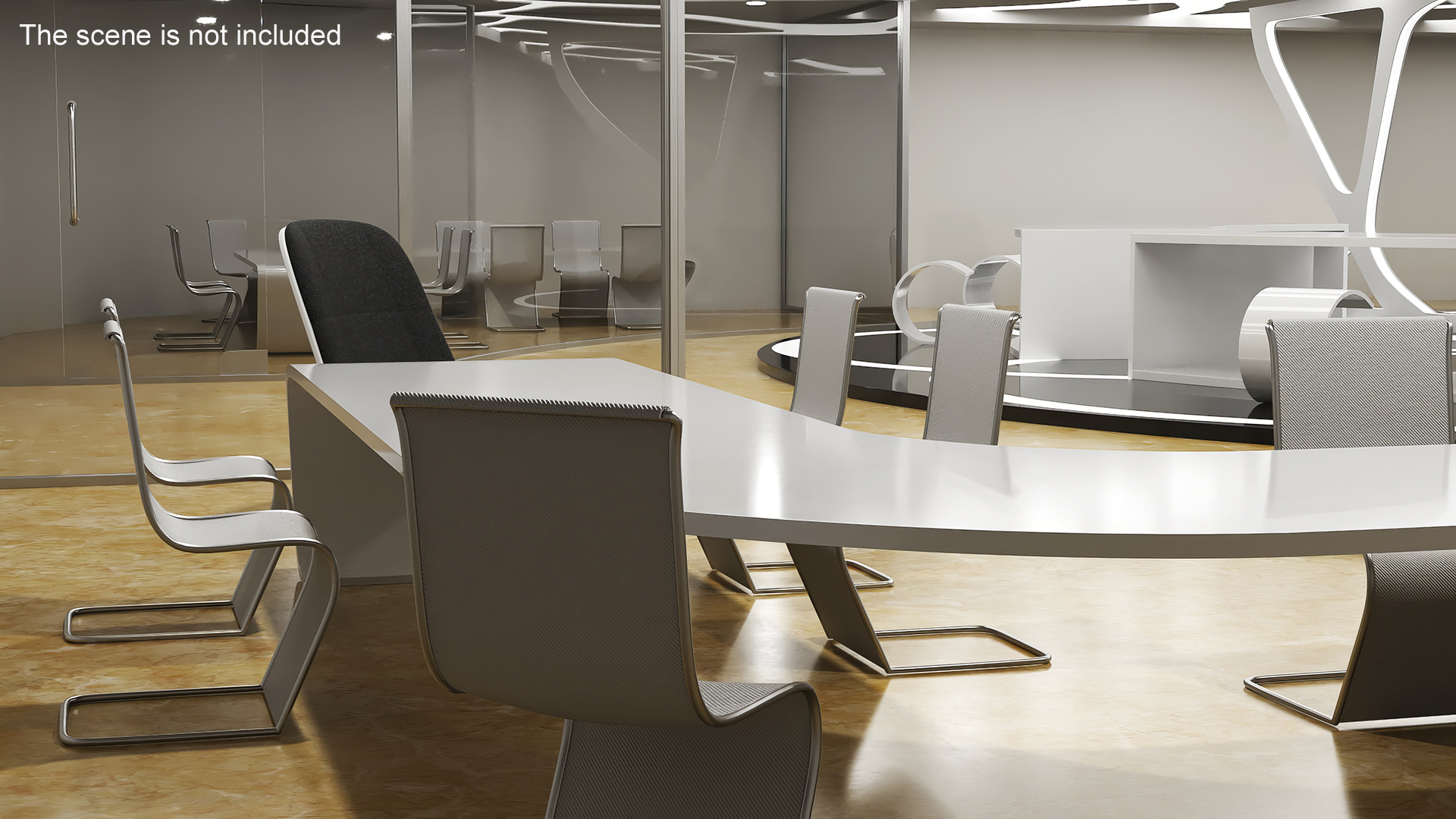 3D Futuristic Table with Chairs model