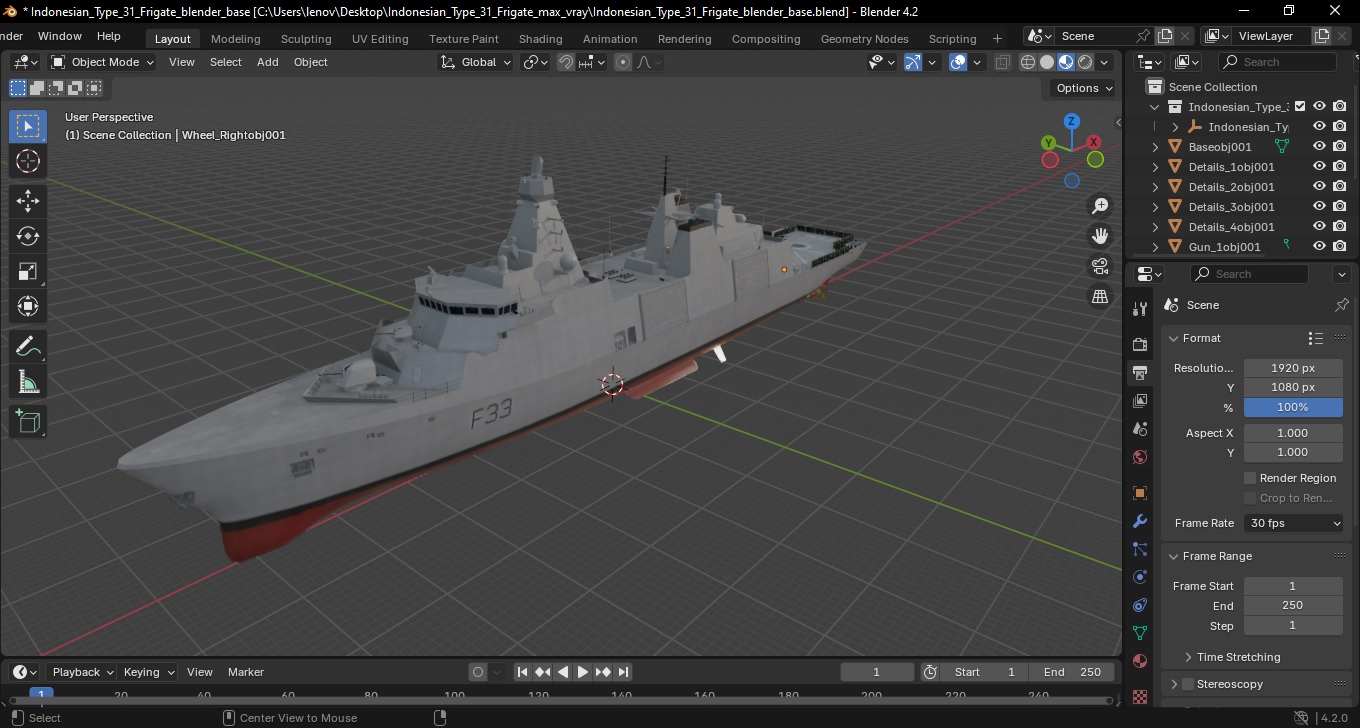 3D Indonesian Type 31 Frigate