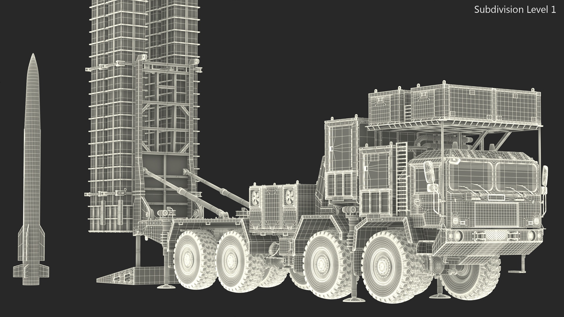 3D model Self Propelled Air Defence Launcher and Antiaircraft Missile