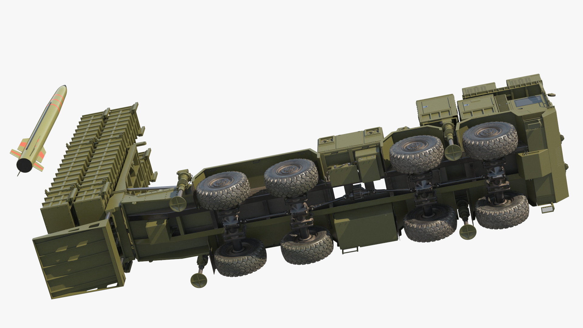 3D model Self Propelled Air Defence Launcher and Antiaircraft Missile