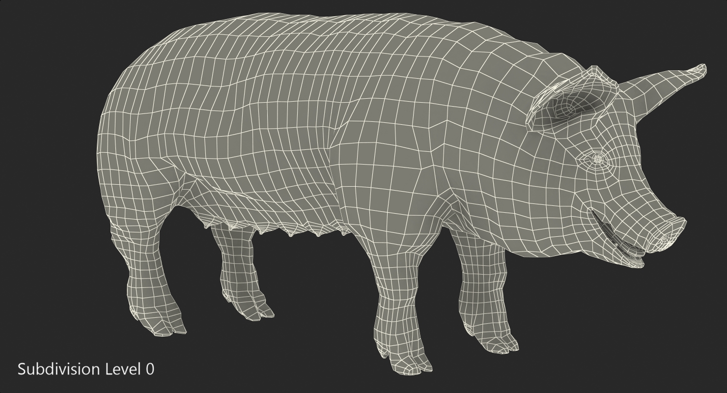 3D model Pig Sow Peitrain with Fur