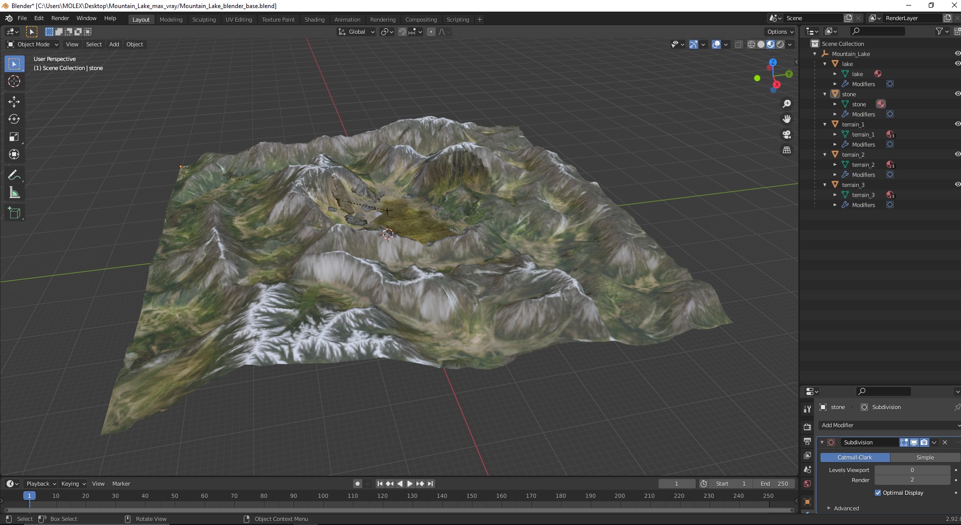 3D Mountain Lake model