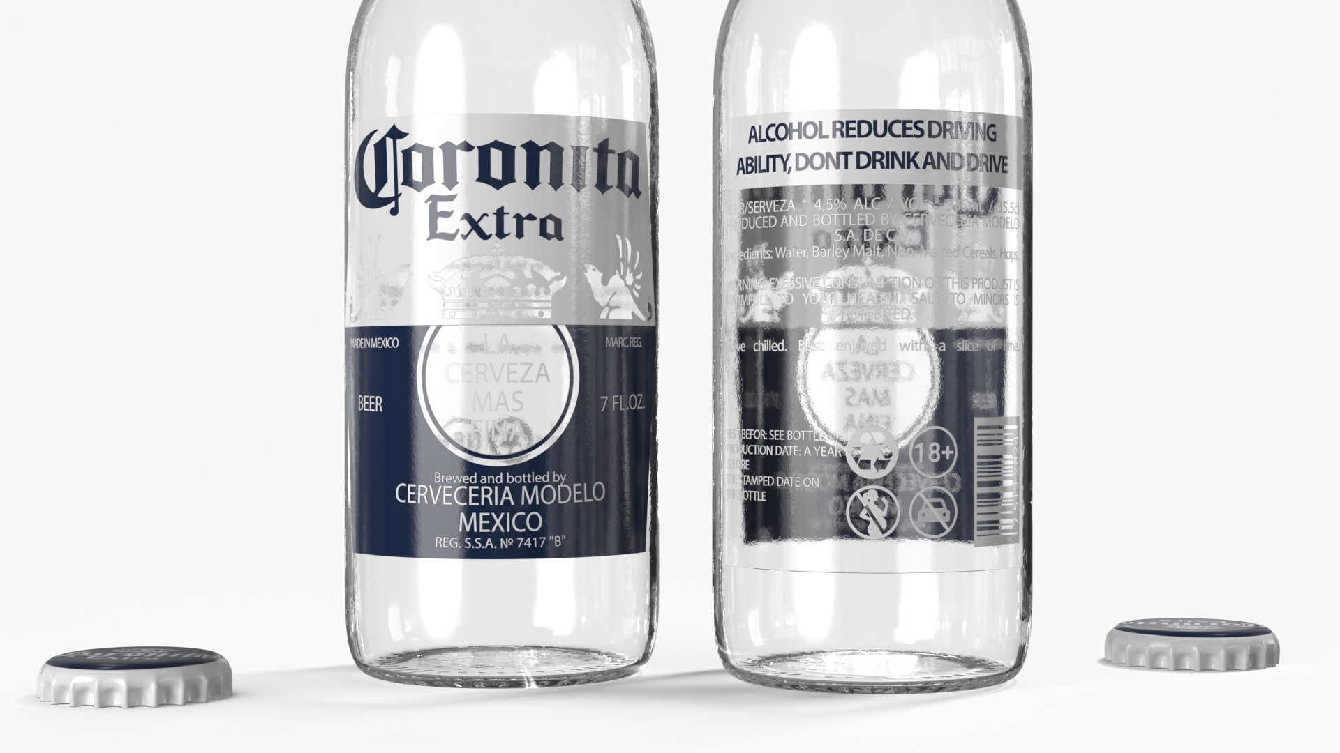 Empty Glass Coronita Beer Bottle 07oz 3D