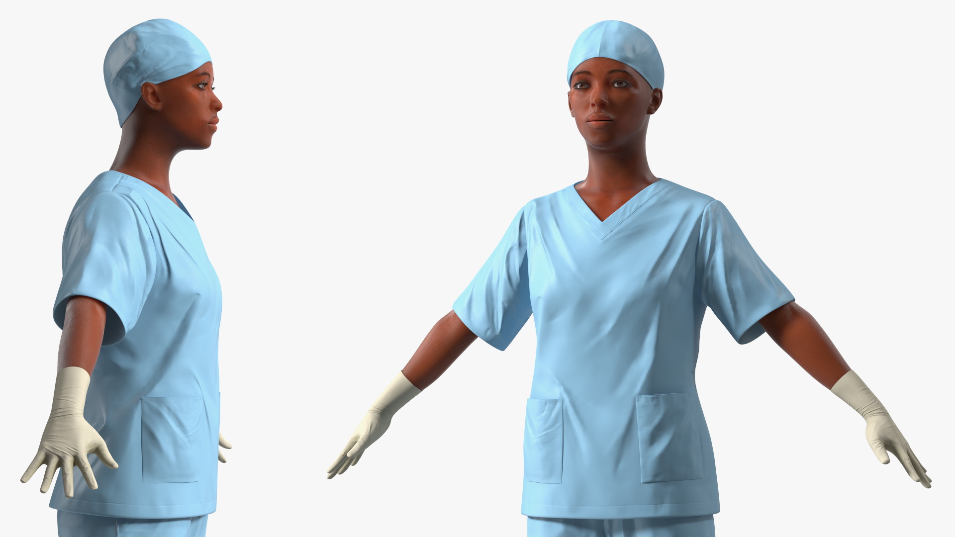 3D Female Medical Professional in Scrubs Fur