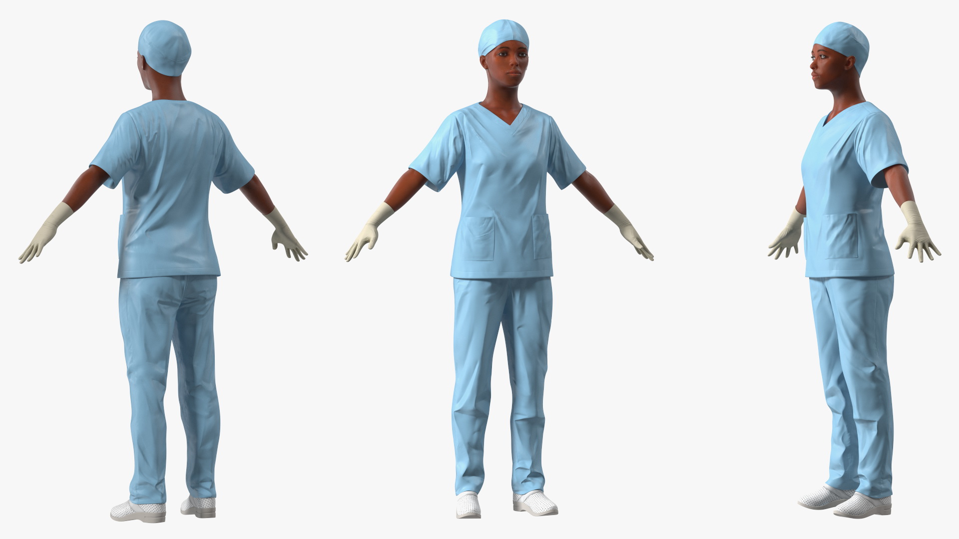 3D Female Medical Professional in Scrubs Fur