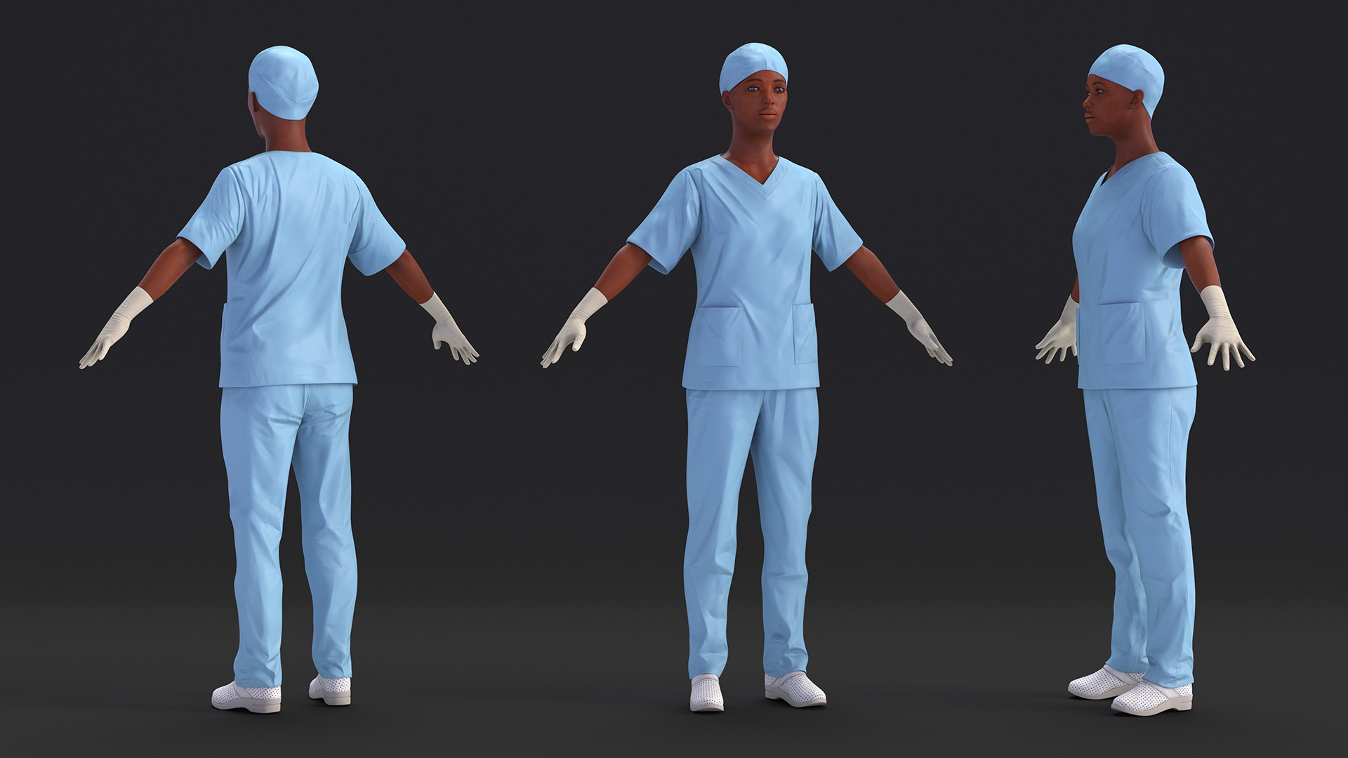 3D Female Medical Professional in Scrubs Fur