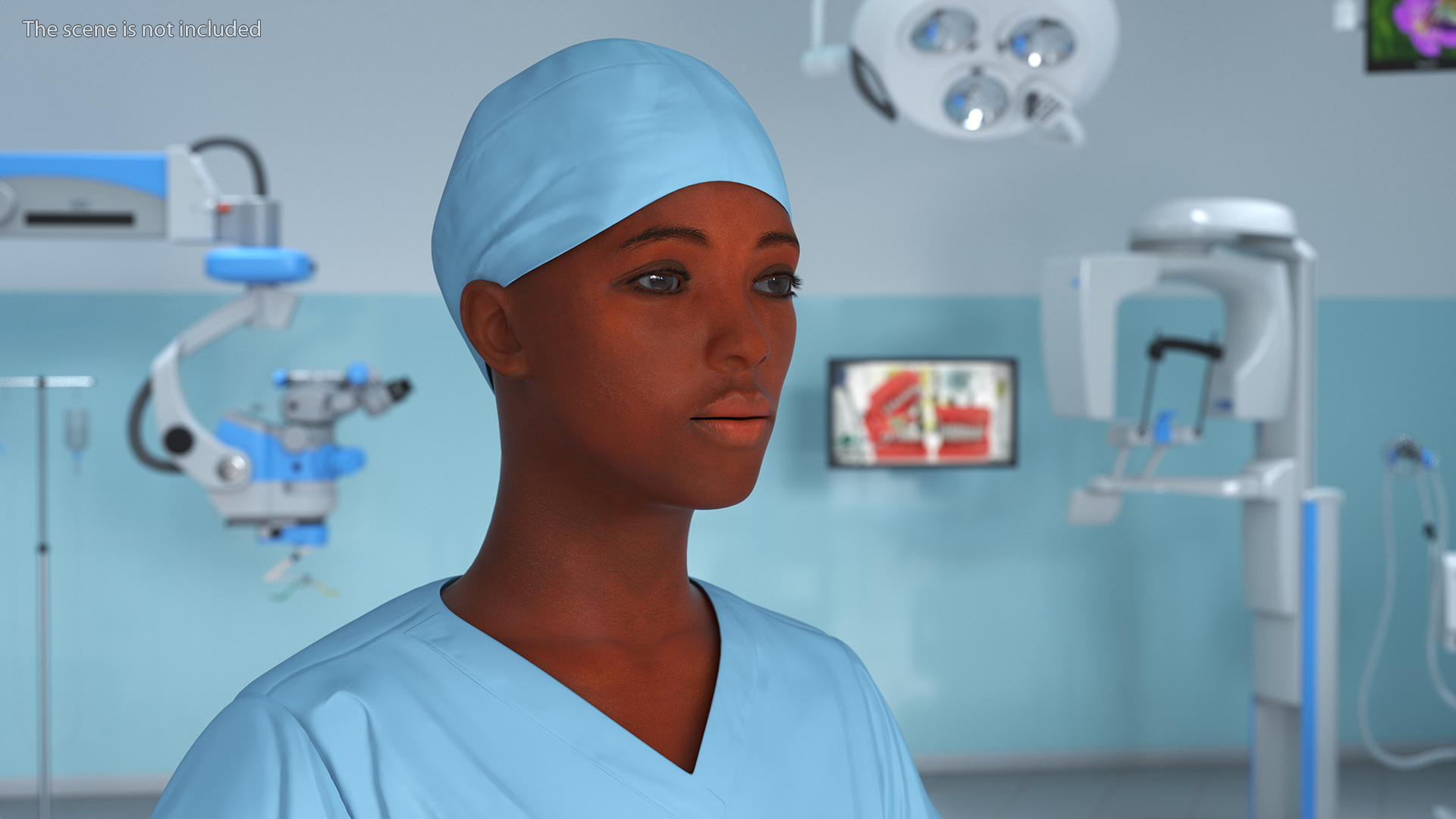 3D Female Medical Professional in Scrubs Fur