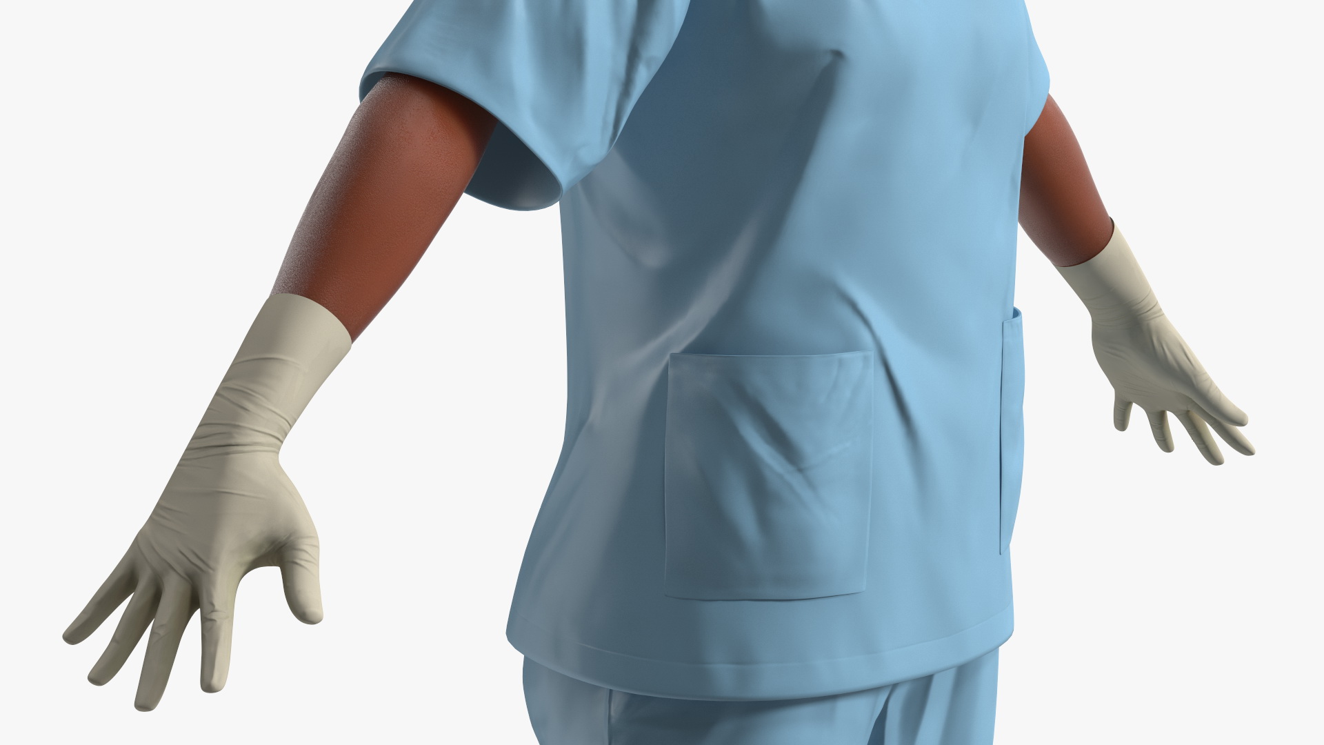 3D Female Medical Professional in Scrubs Fur