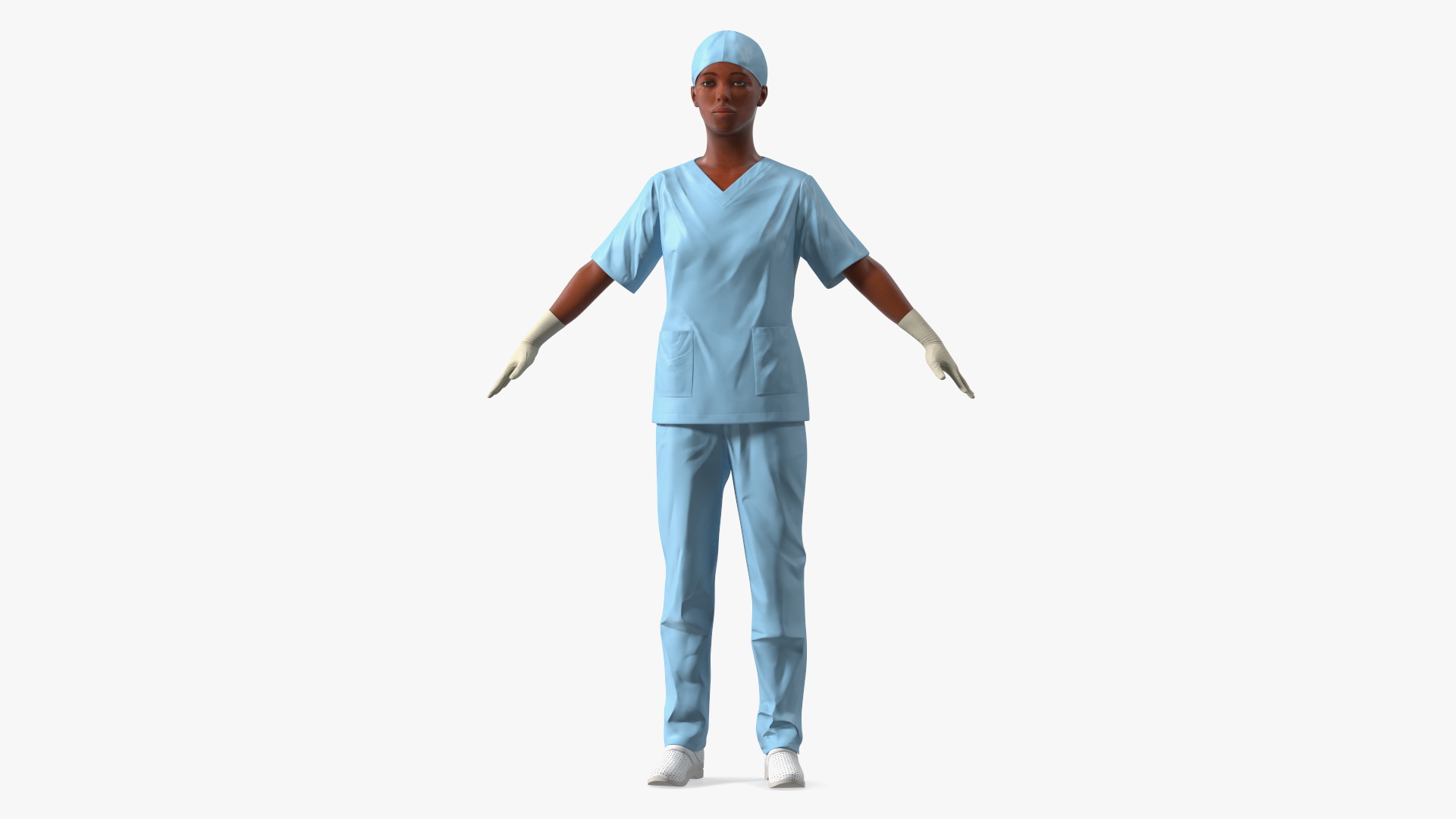 3D Female Medical Professional in Scrubs Fur