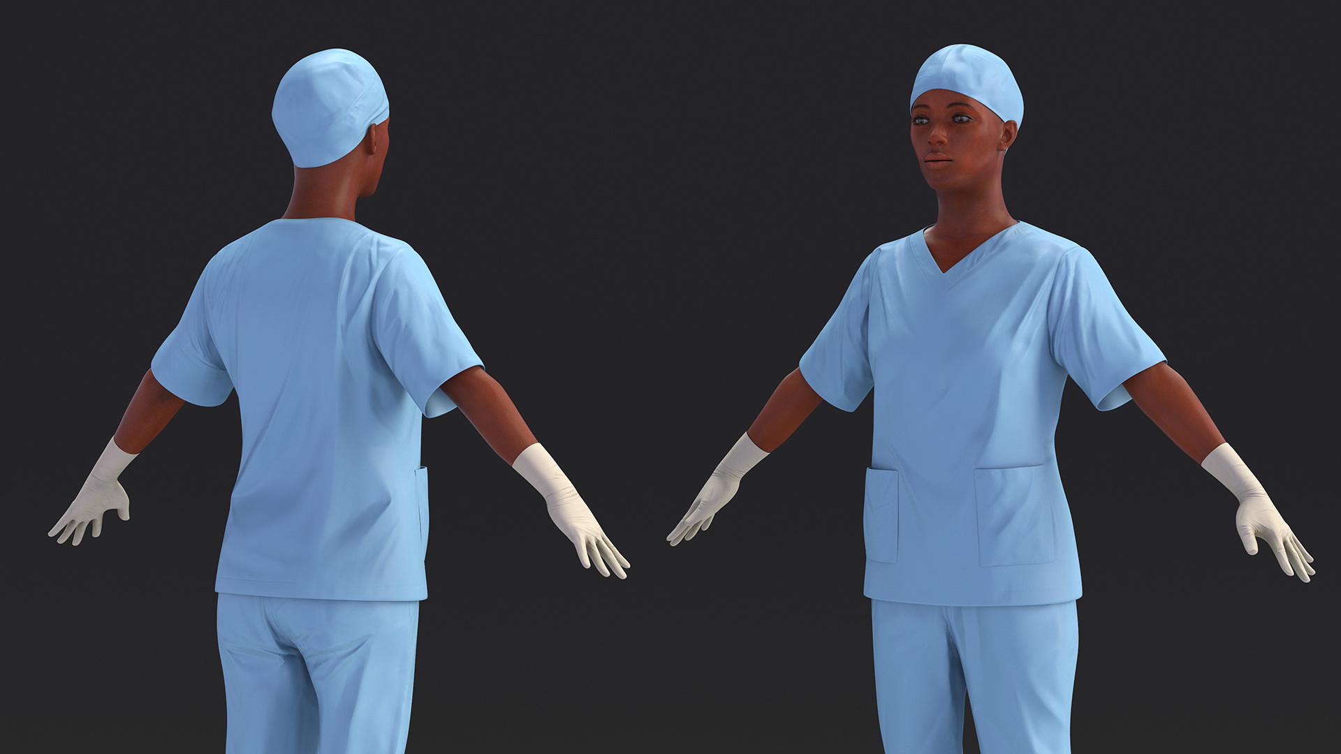 3D Female Medical Professional in Scrubs Fur