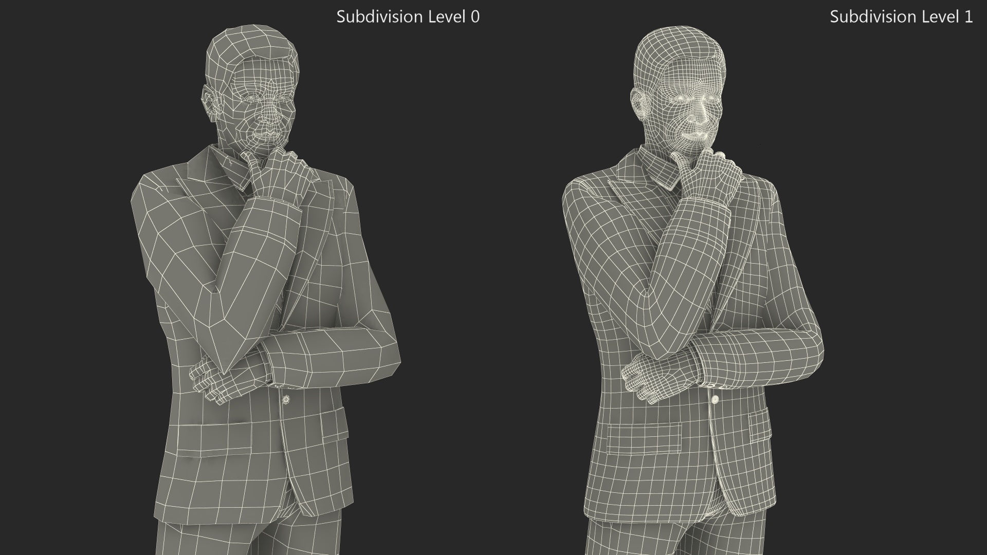 Korean Old Aged Man in Suit 3D