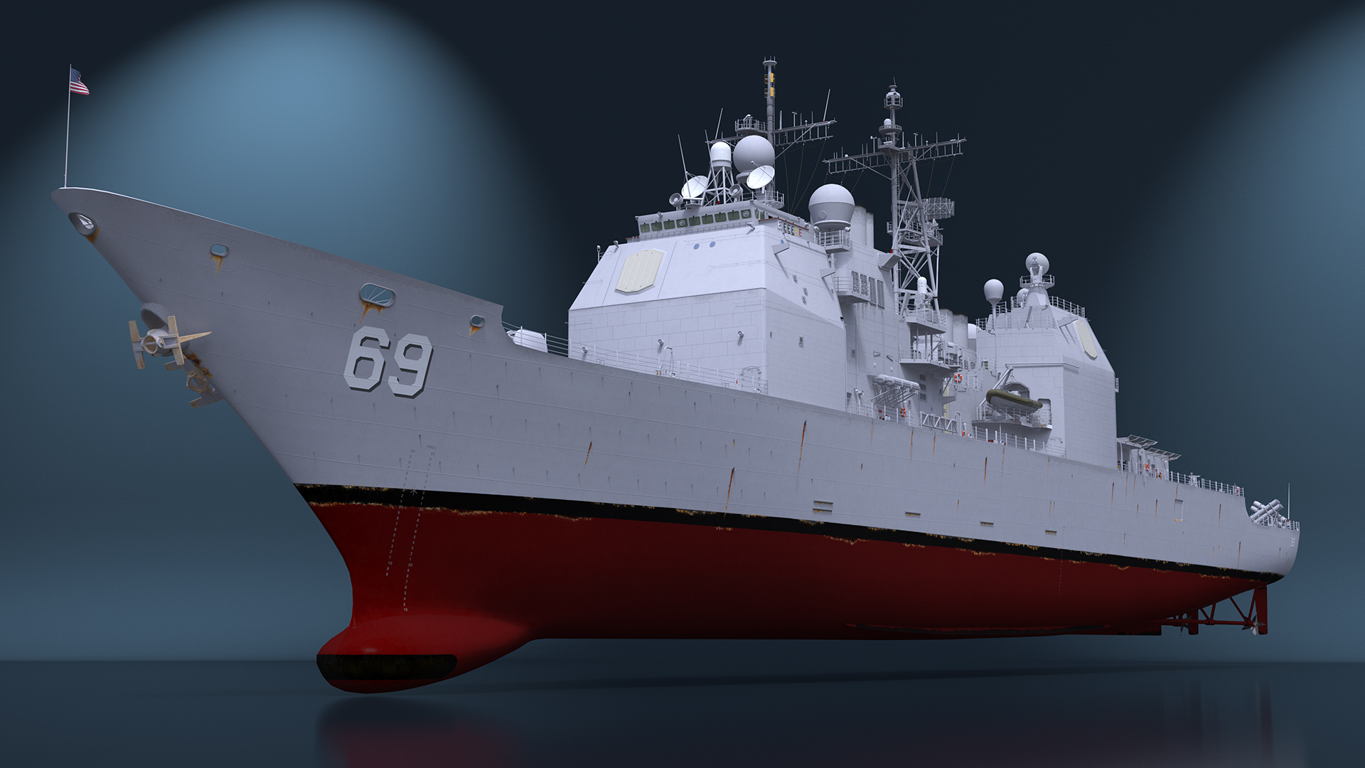 US Navy Destroyer USS Vicksburg CG-69 3D