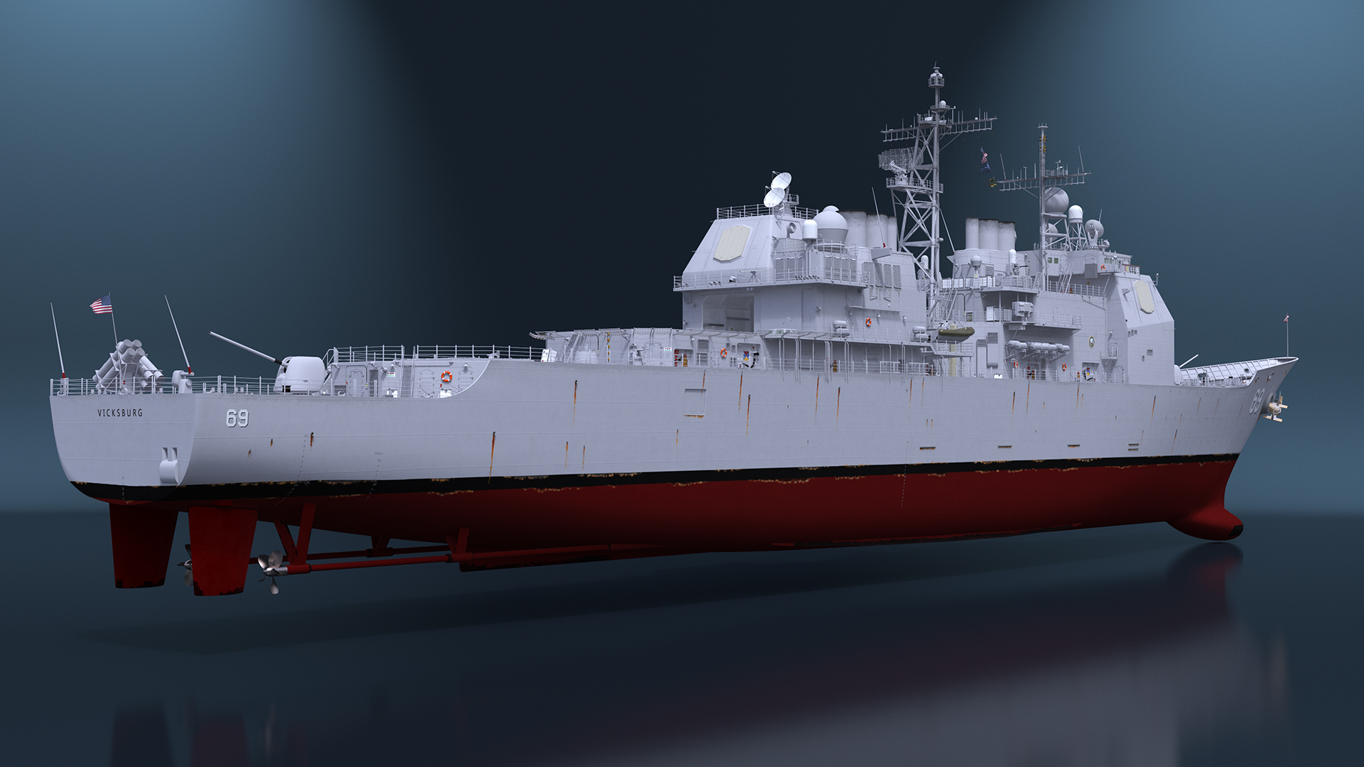 US Navy Destroyer USS Vicksburg CG-69 3D