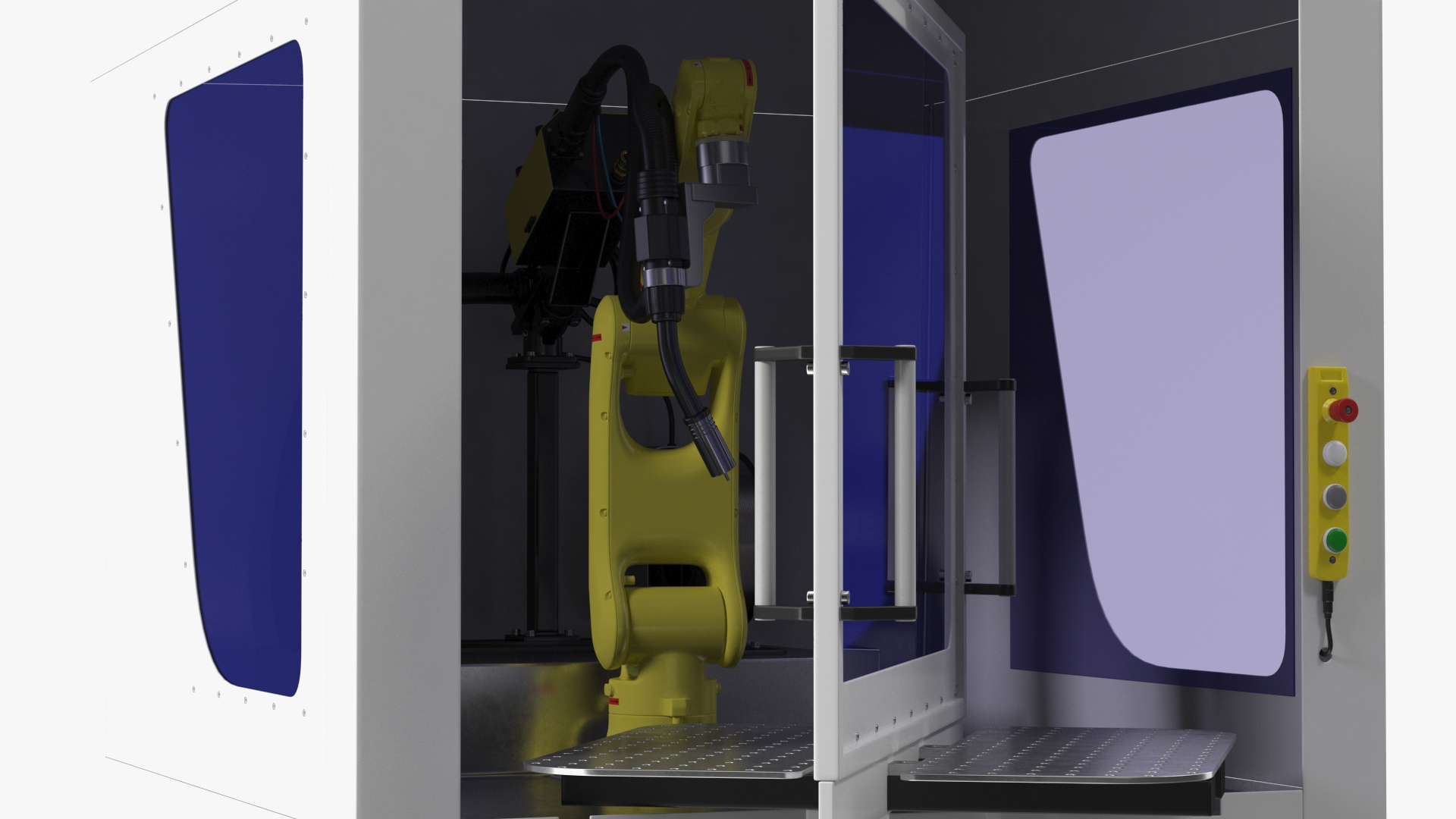 Enclosed Compact Robotic Welding Cell Rigged 3D model