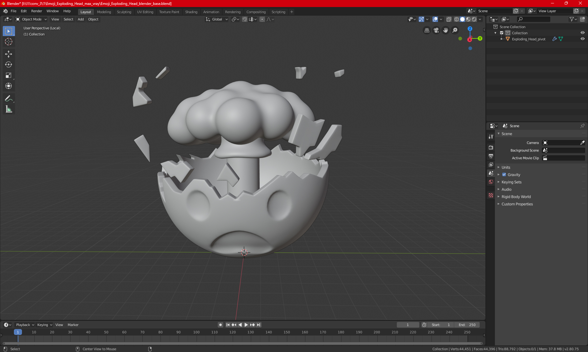 3D model Emoji Exploding Head