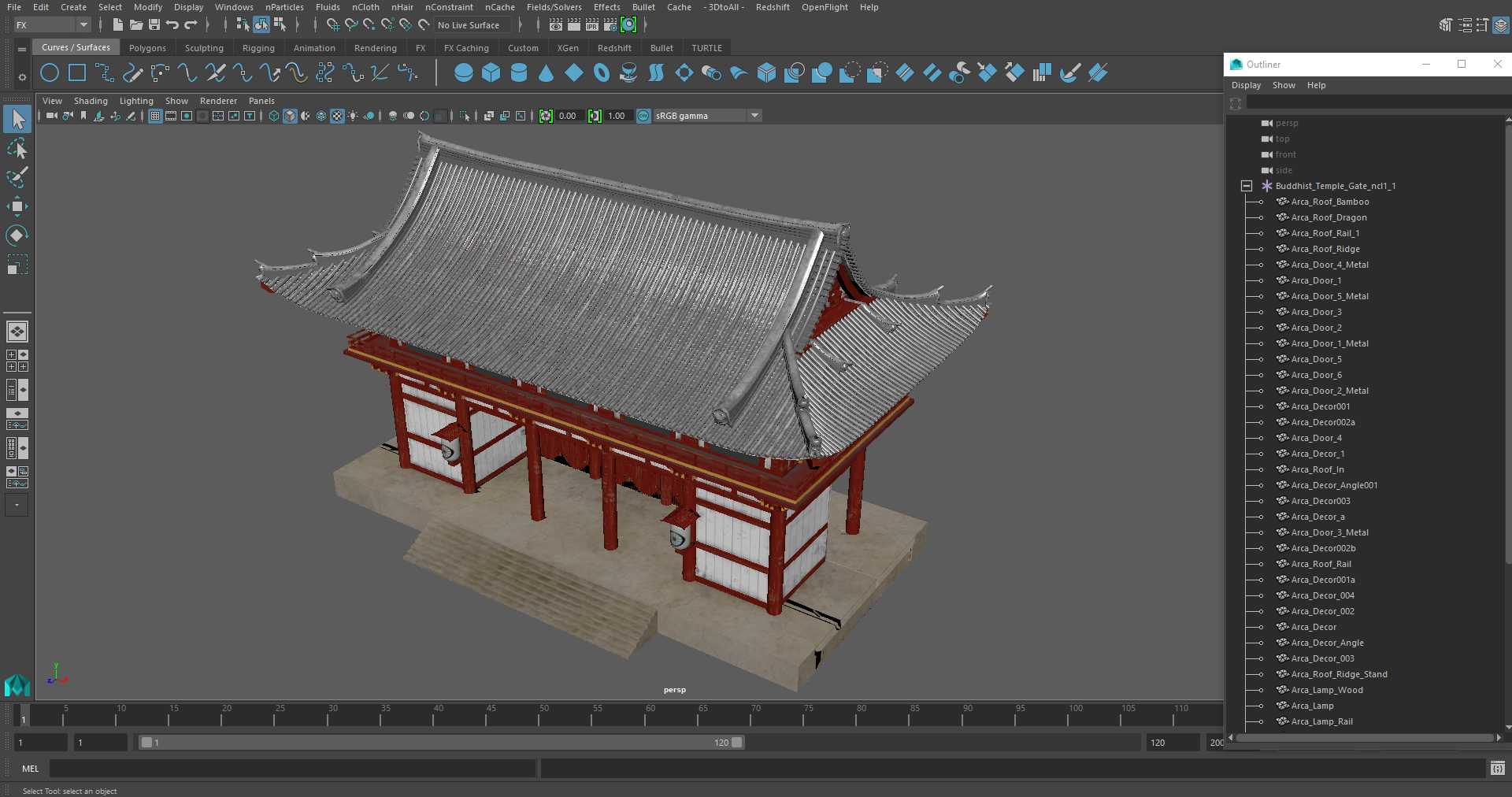 3D model Buddhist Temple Gate