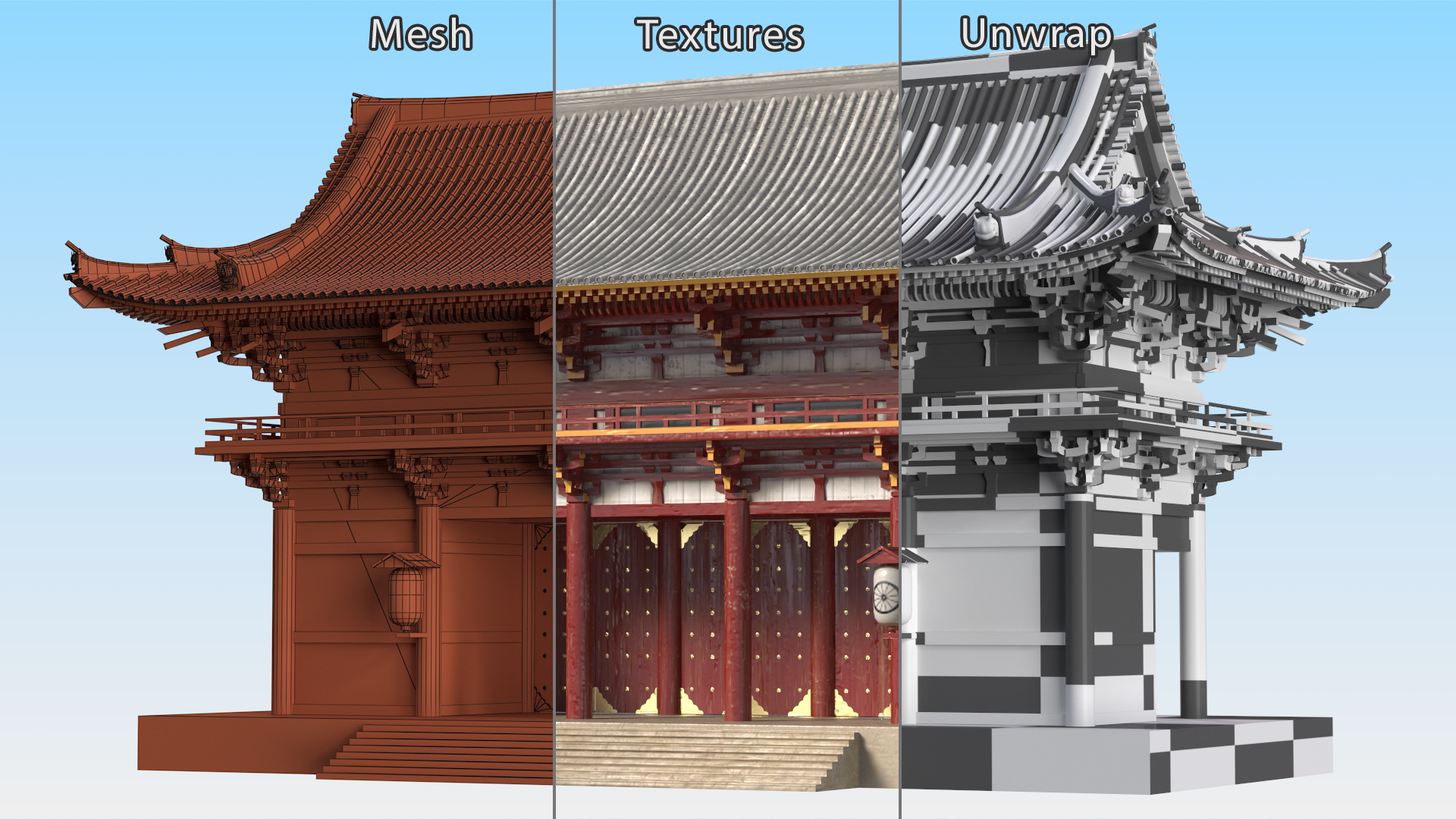 3D model Buddhist Temple Gate