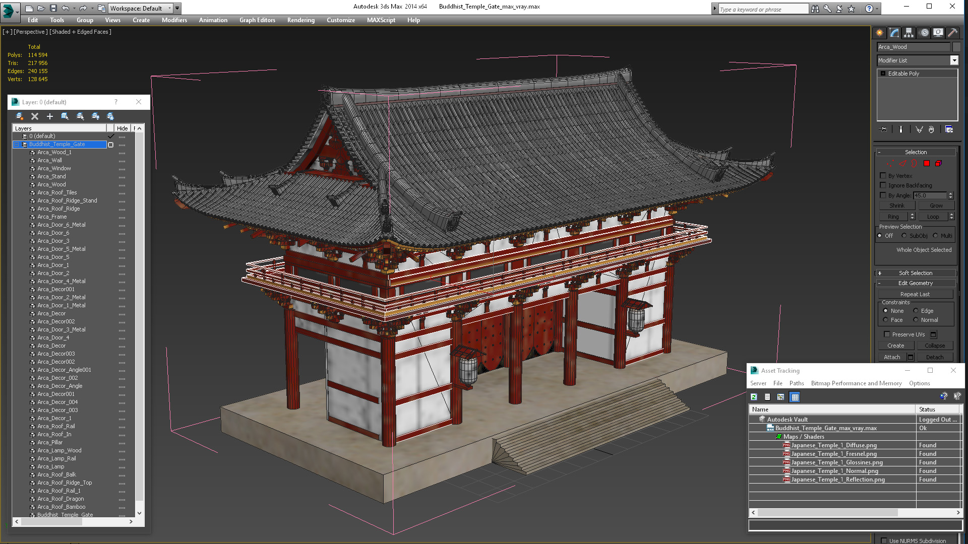 3D model Buddhist Temple Gate